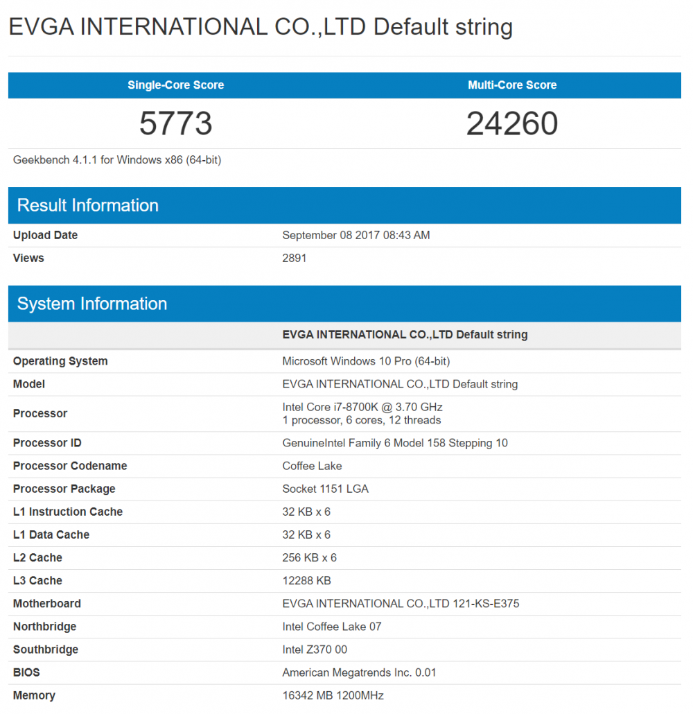 EVGA I7 8700K EVGA Z370 Motherboard