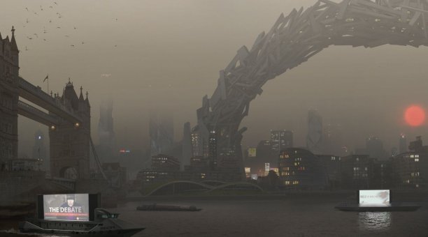 London landmark at sunrise - panoramic view