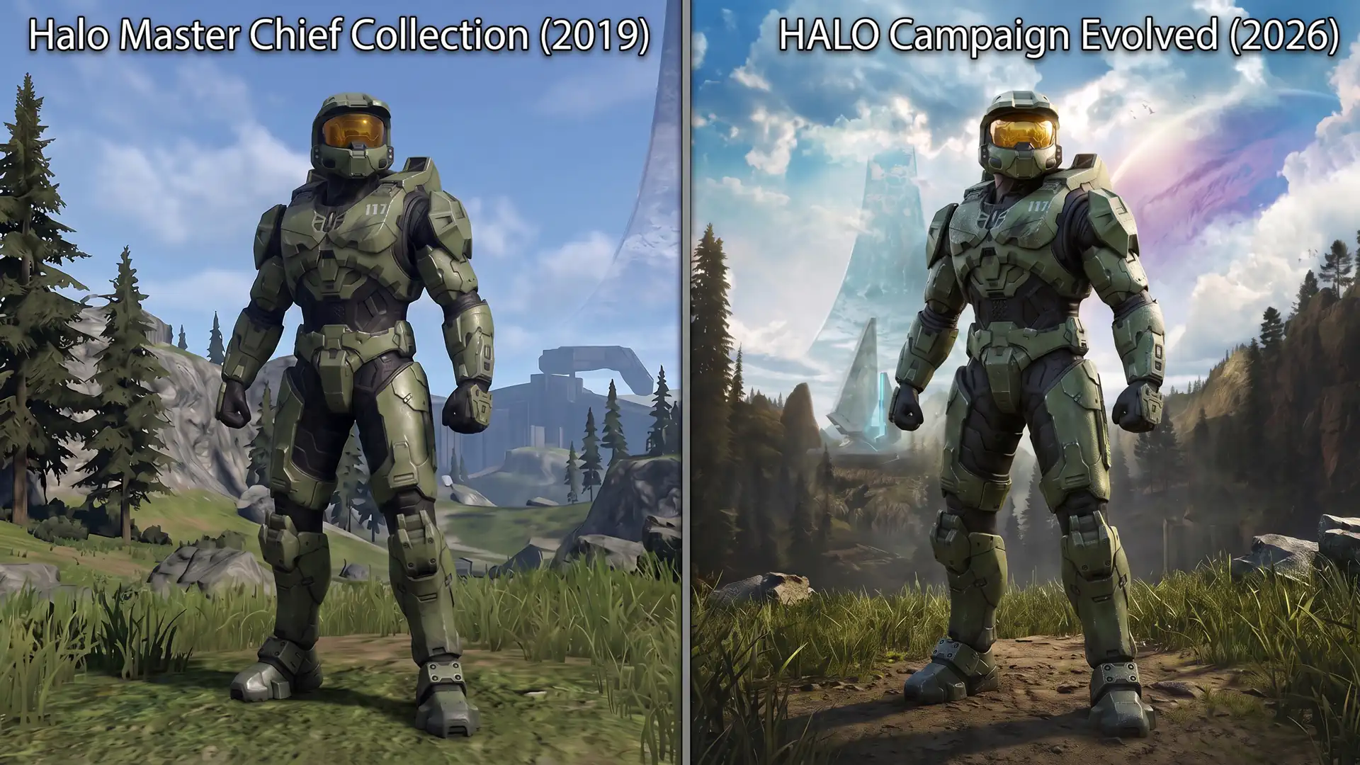 Сравнение графики: Halo Master Chief Collection (2019) против HALO Campaign Evolved (2026)