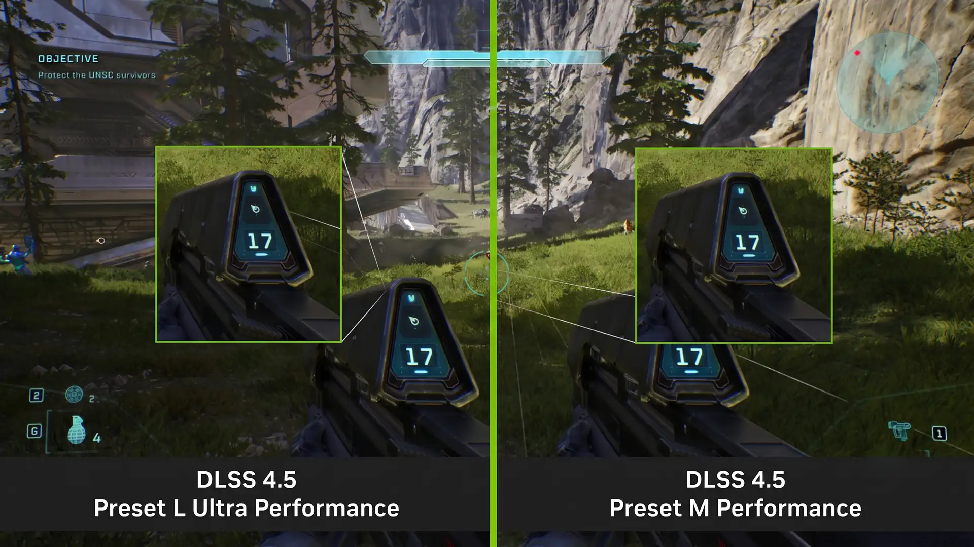 Сравнение настроек DLSS 4 против DLSS 4.5 в HALO Campaign Evolved