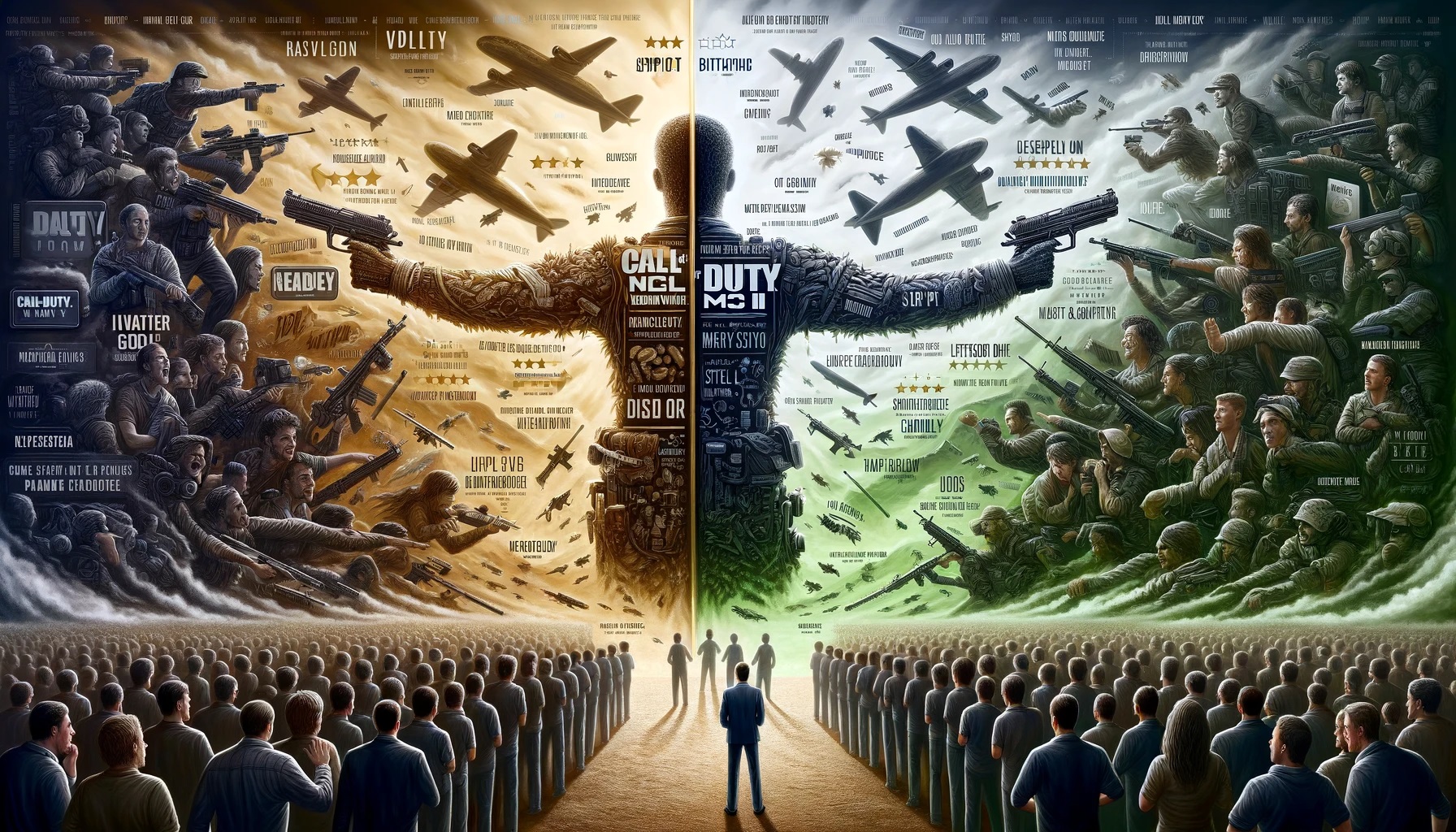 DALLE 2023 11 12 16.11.40 A wide image showing a visual representation of the Call of Duty Modern Warfare III game release. The image should capture the essence of the games 