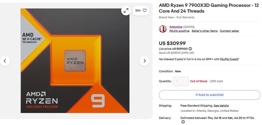 AMD Ryzen 9 7900X3D