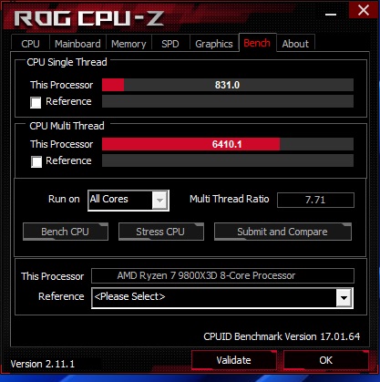 9800 cpu bench X3D Gaming Mode
