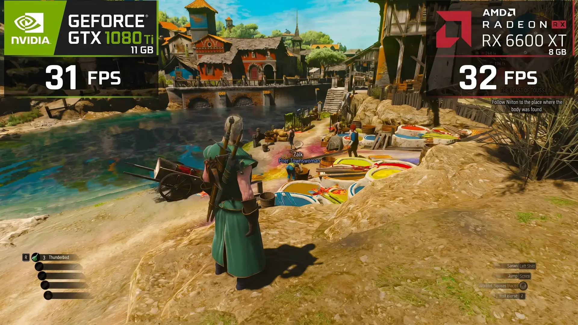 GeForce GTX 1080 Ti с 31 FPS сравнялась с RX 6600 XT в The Witcher 3 Remastered на 1440p