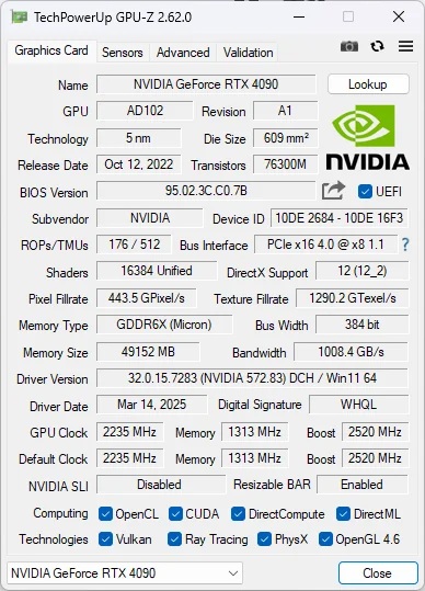 RTX 4090 48 GB GPU Z