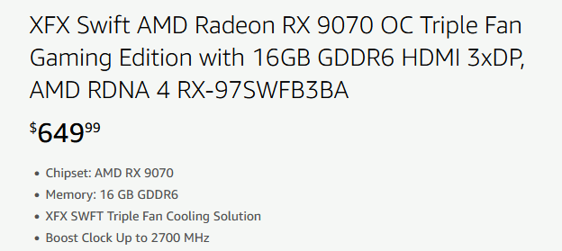 XFX Swift RX 9070 OC