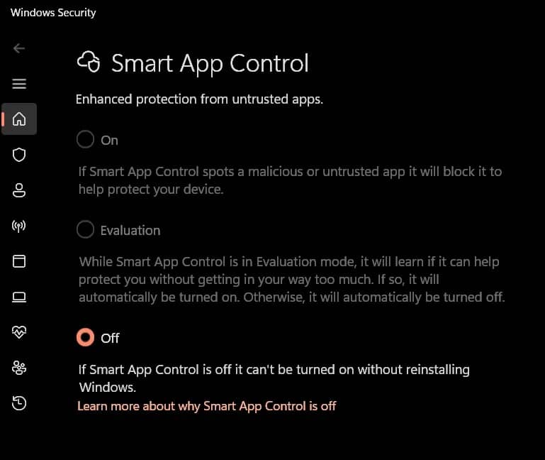 Microsofts Smart App Contro