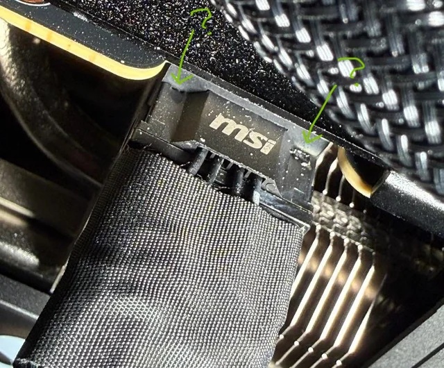 msi 5090 adapter looks welded to the card melted v0 9ag5b9djdd3g1