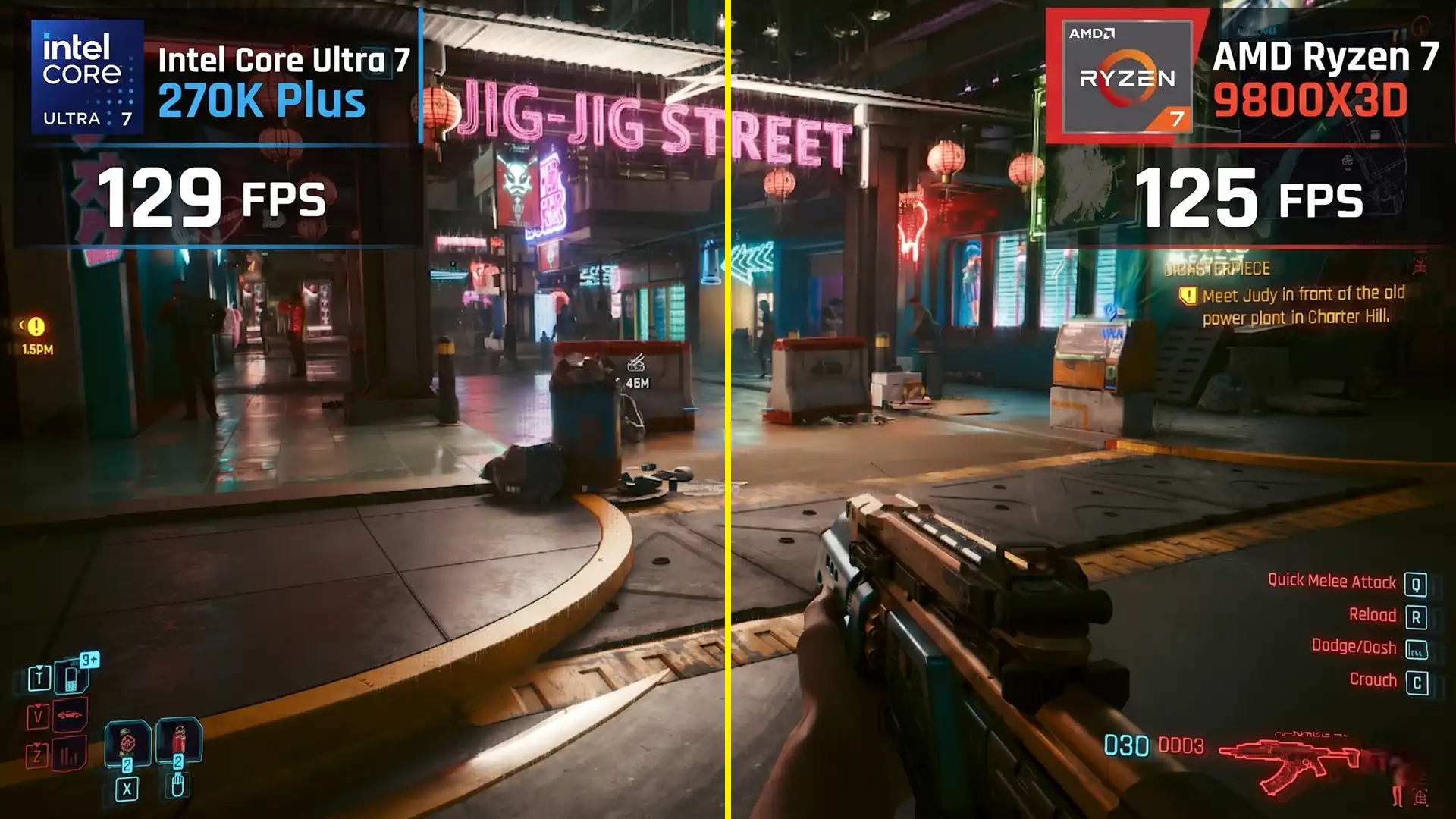 Intel Core Ultra 7 270K Plus оказался быстрее  AMD Ryzen 7 9800X3D в Cyberpunk 2077