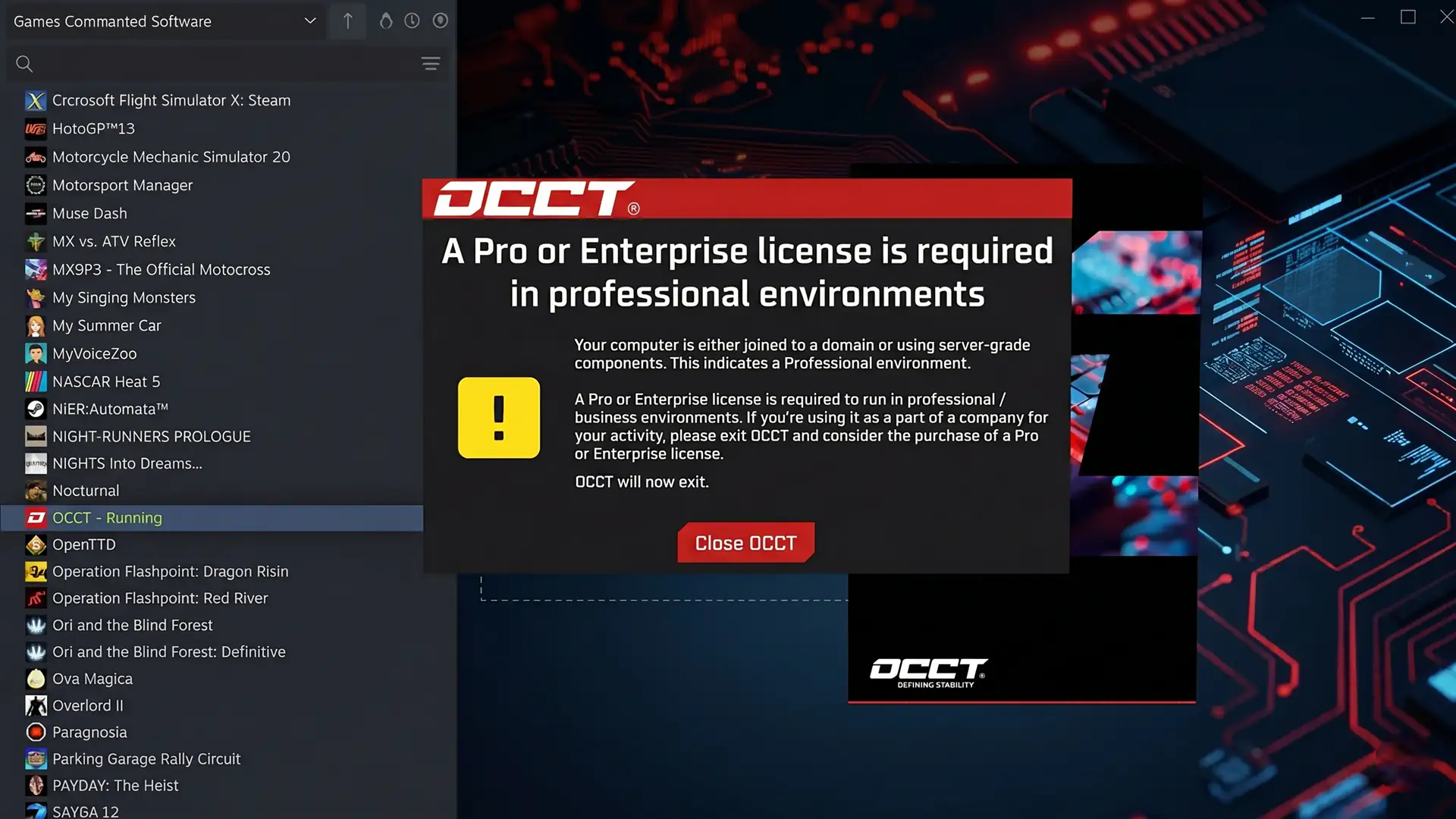 Бесплатная версия OCCT недоступна на системах с Quadro и Xeon