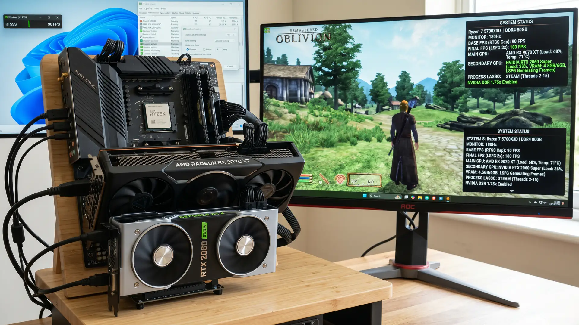 Необычный дуэт RX 9070 XT и RTX 2060 Super показал высокий FPS в играх