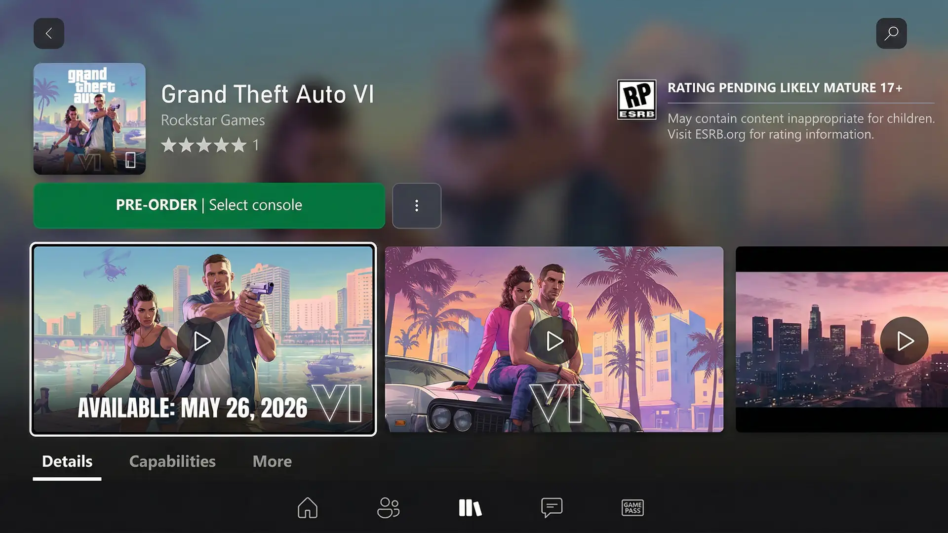 В Xbox Store появилась оценка GTA 6 до официального релиза