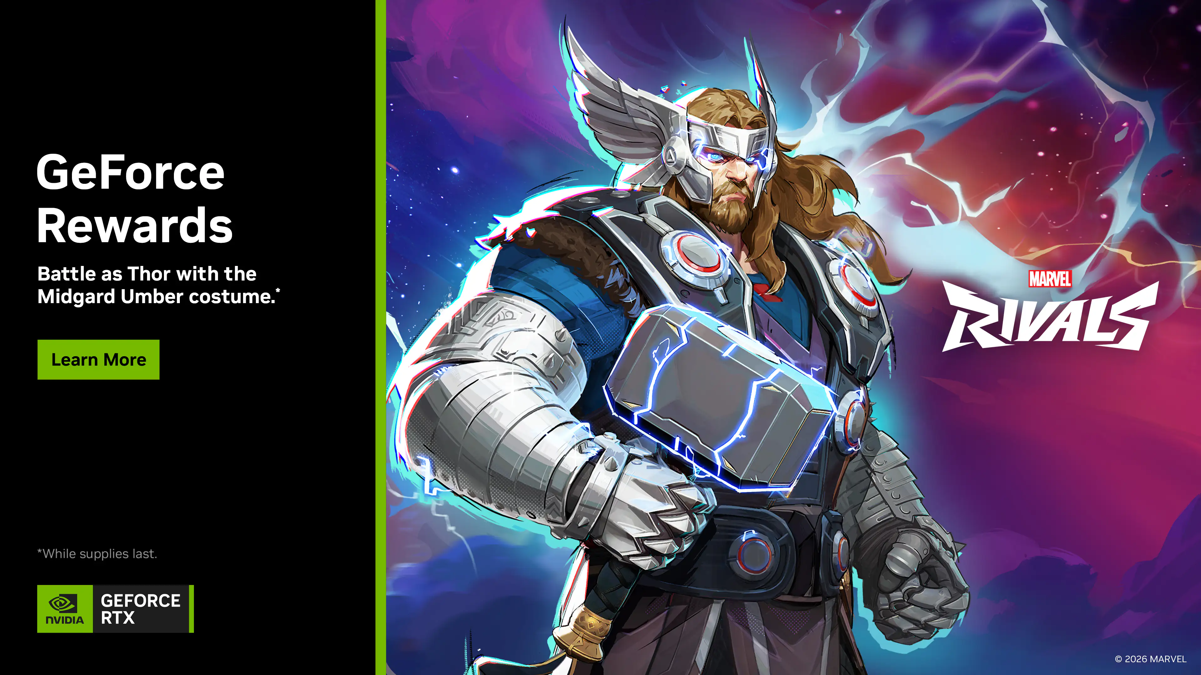 geforce rewards marvel rivals thor midgard umber armor reward gpu