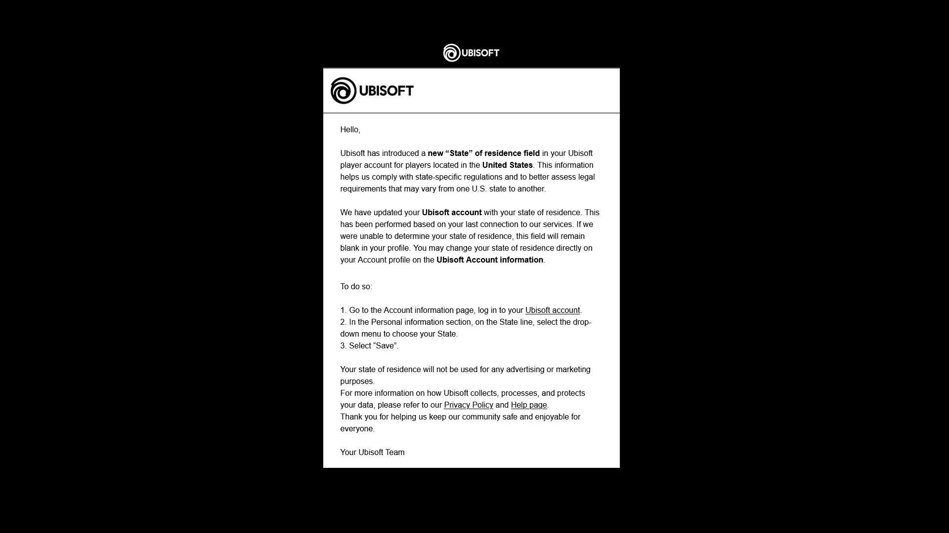 Ubisoft автоматически определяет штат проживания американских игроков