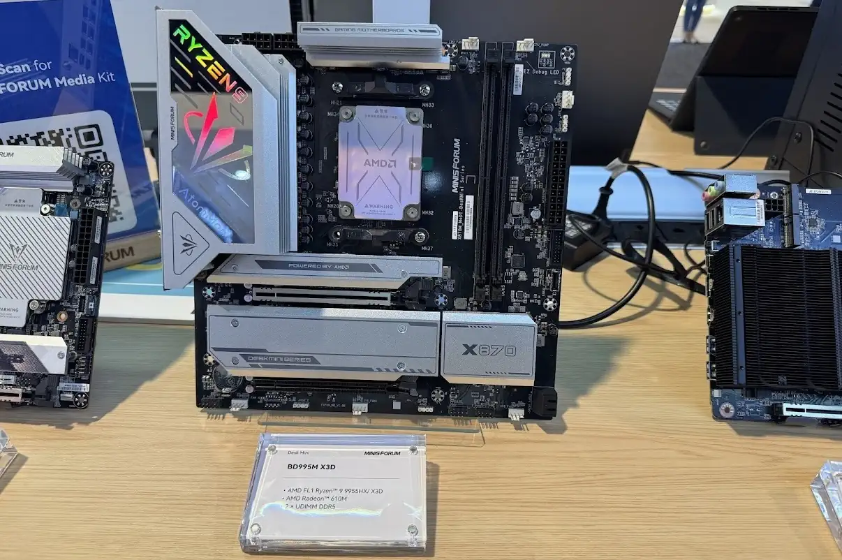 Minisforum выпустит платы с впаянными Ryzen 9 9955HX3D и Ryzen AI Max+ 395