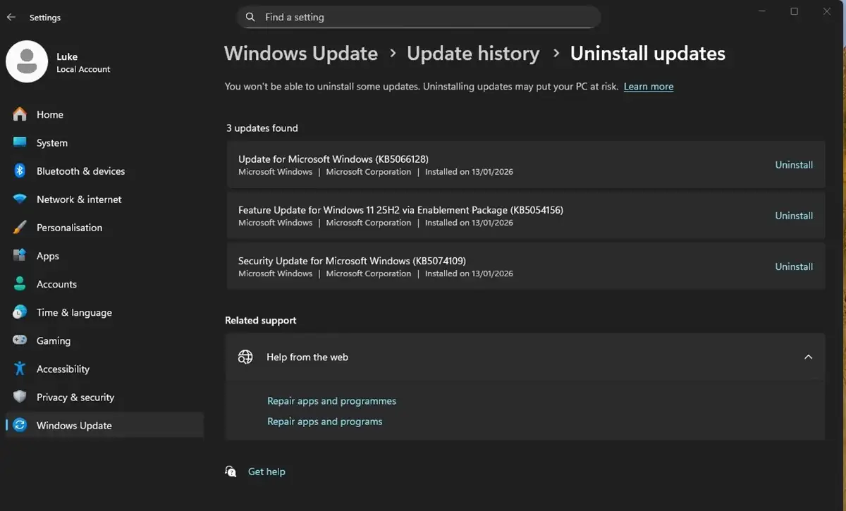 Обновление Windows KB5074109 «режет» FPS на NVIDIA
