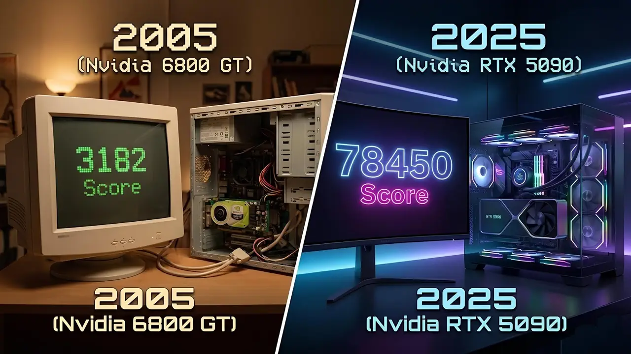 RTX 5090 оказалась мощнее GeForce 6800 на 2900% в 3DMark05