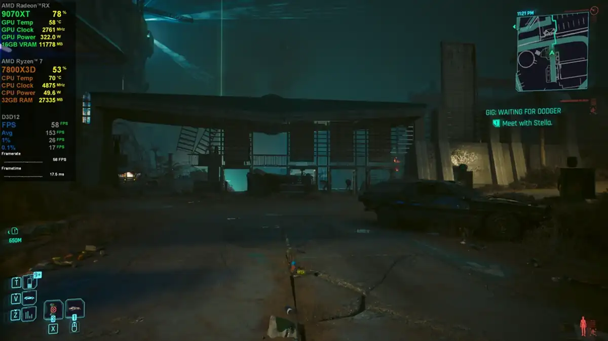 RX 9070 XT в Cyberpunk 2077: OptiScaler на 35% быстрее FSR 4