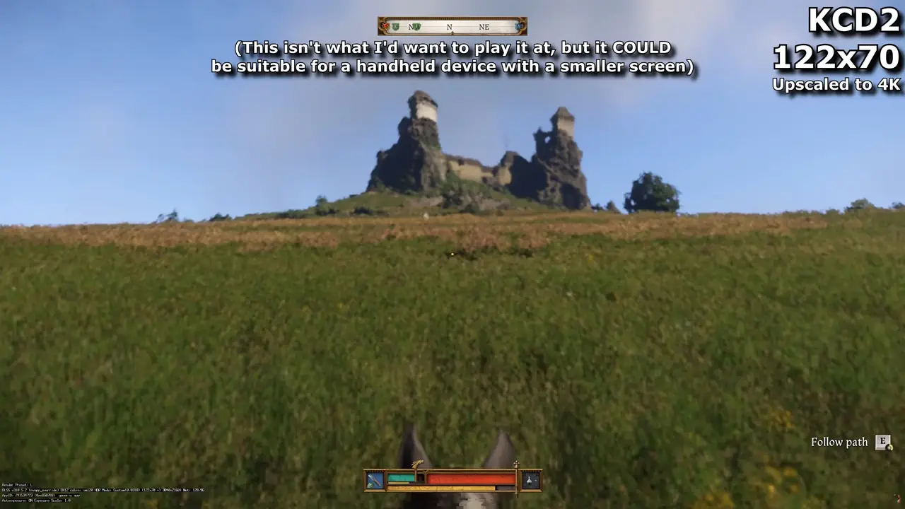Тест DLSS 4.5 в KCD2 показал играбельность даже при 122x70 пикселях