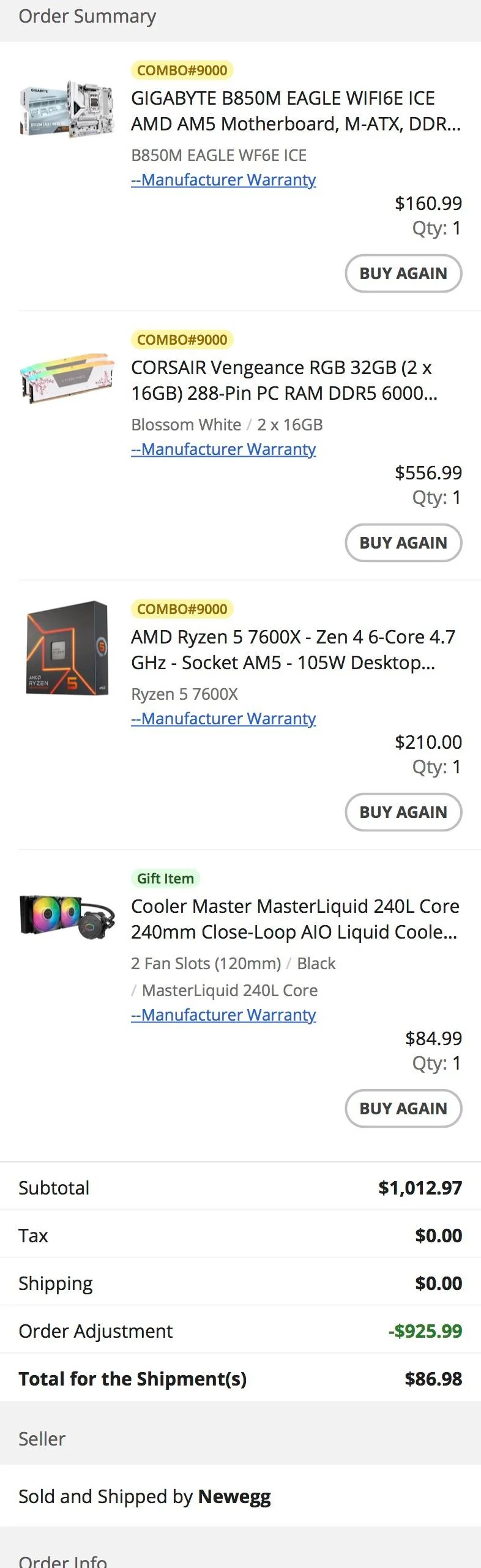 cant believe i received the order free ddr5 kit plus v0 tr8akrxigpog1