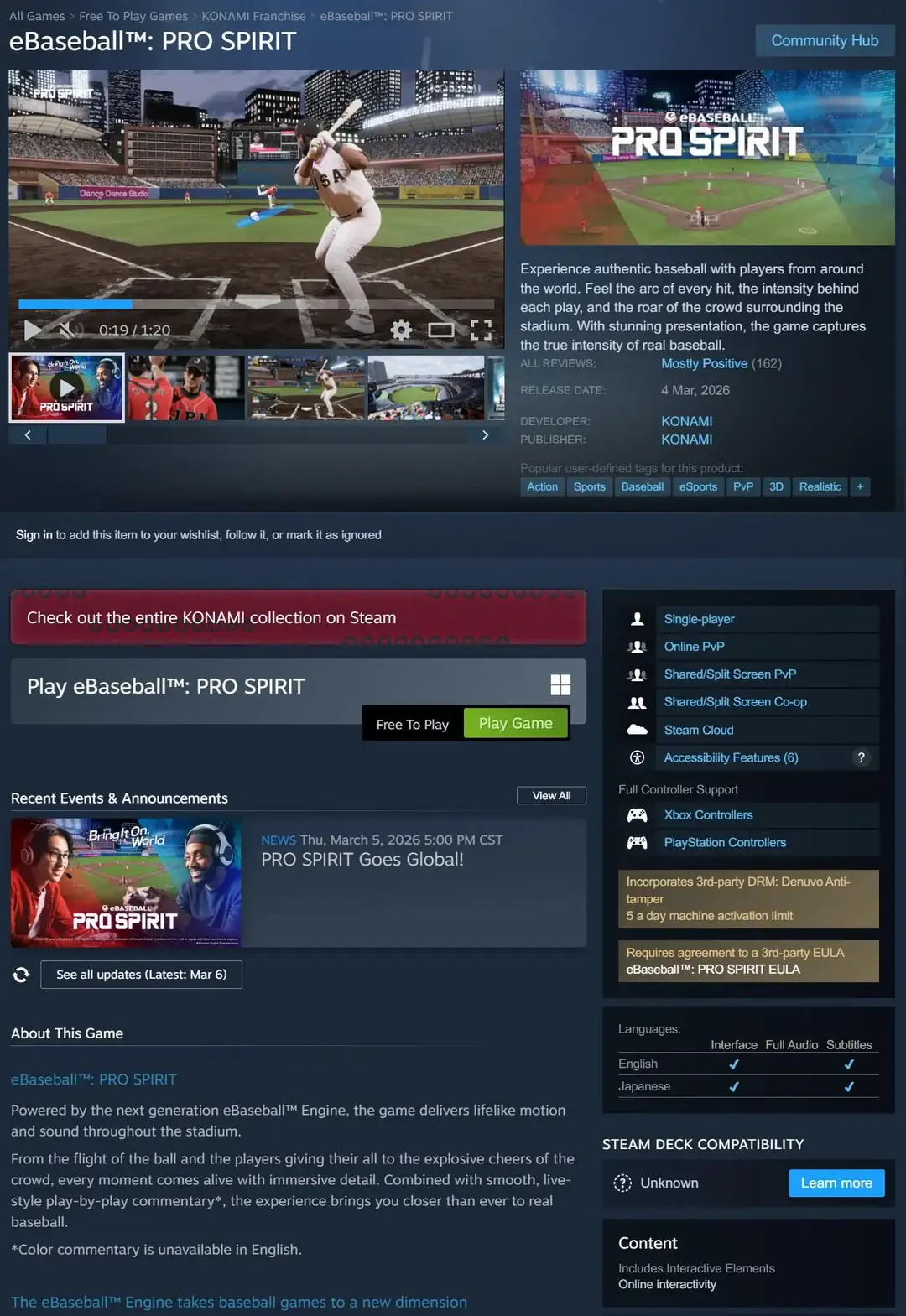 ebaseball pro spirit uses denuvo despite being free to play v0 ia62168mctog1 gamegpu