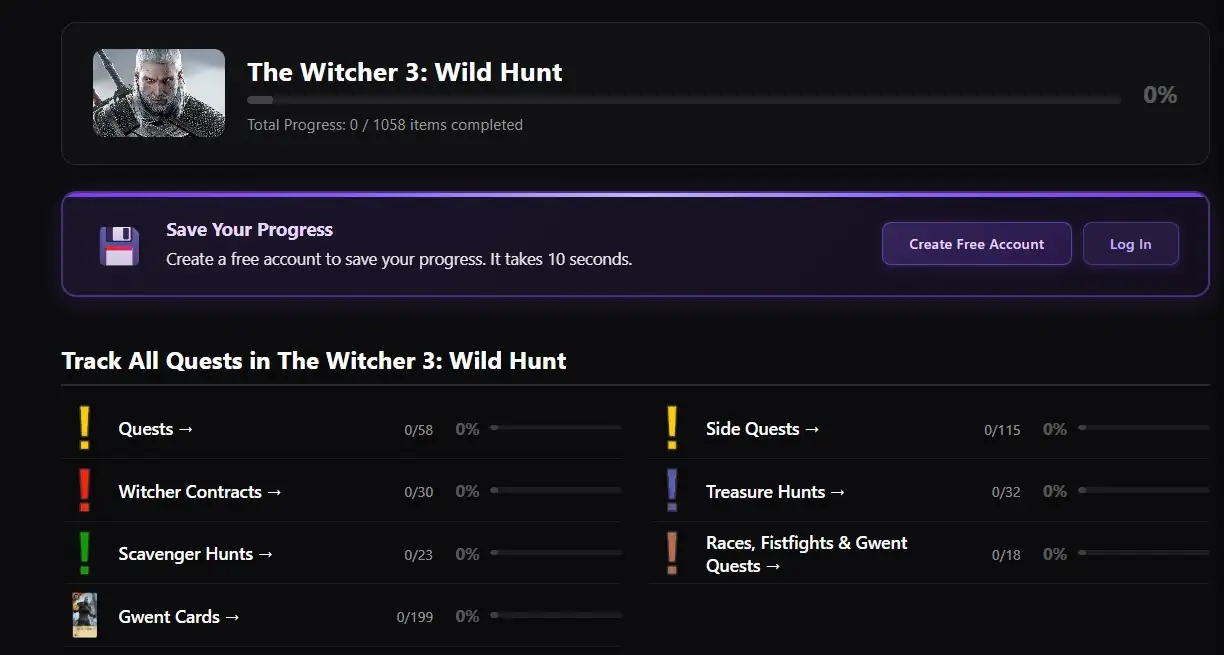 Фанаты выпустили бесплатный трекер прогресса для The Witcher 3