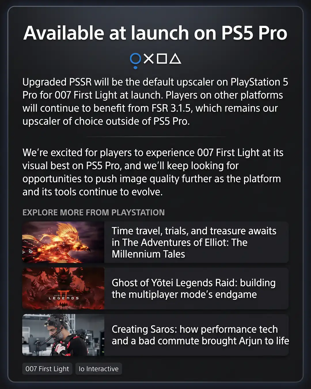 FSR 3.1.5 станет основным апскейлером для 007 First Light