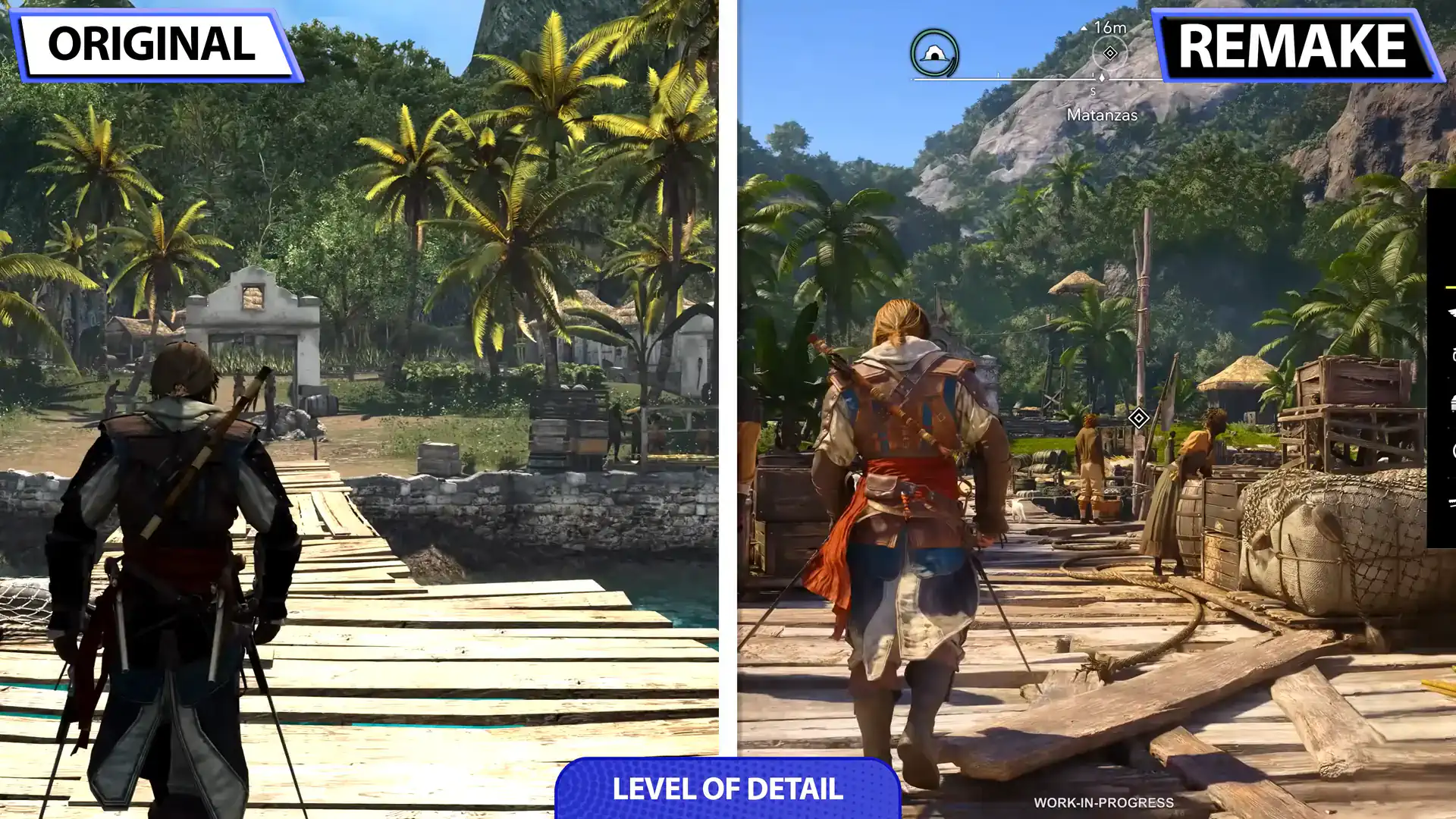 Сравнение графики оригинальной Assassin's Creed Black Flag и ремейка Resynced