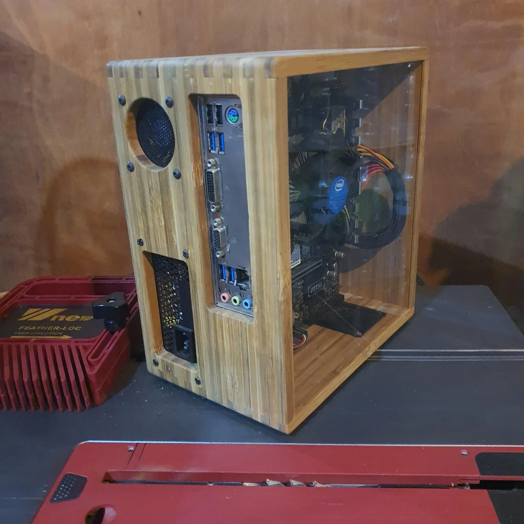 bamboo sff pc case with finger joint thai woodwork v0 o634micdh12h1