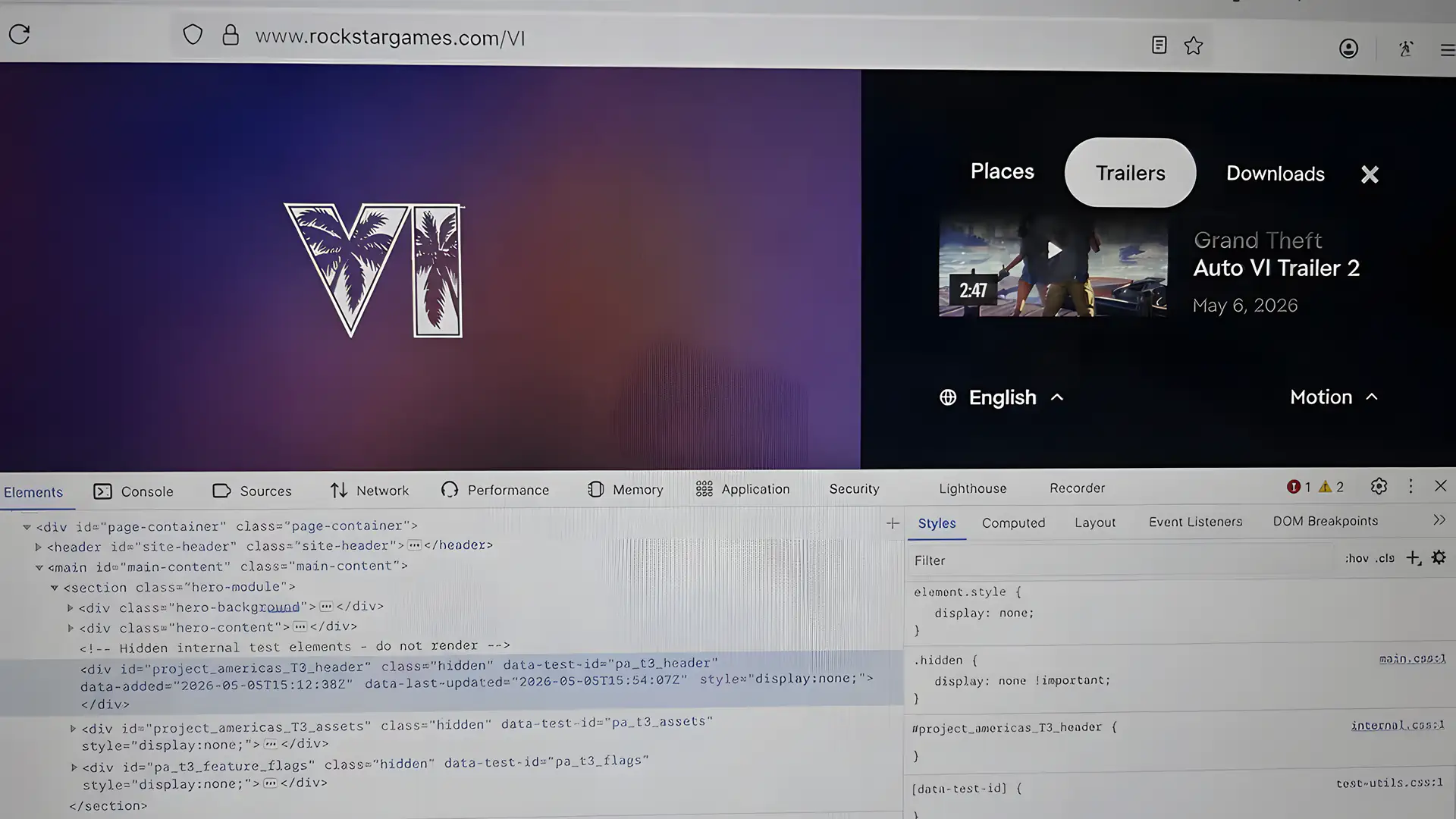Исходный код сайта Rockstar указывает на скорый выход третьего трейлера  GTA 6