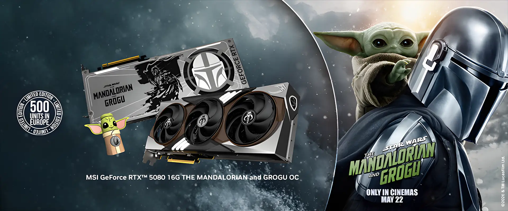 MSI выпустила RTX 5080 со специальным держателем в виде Грогу