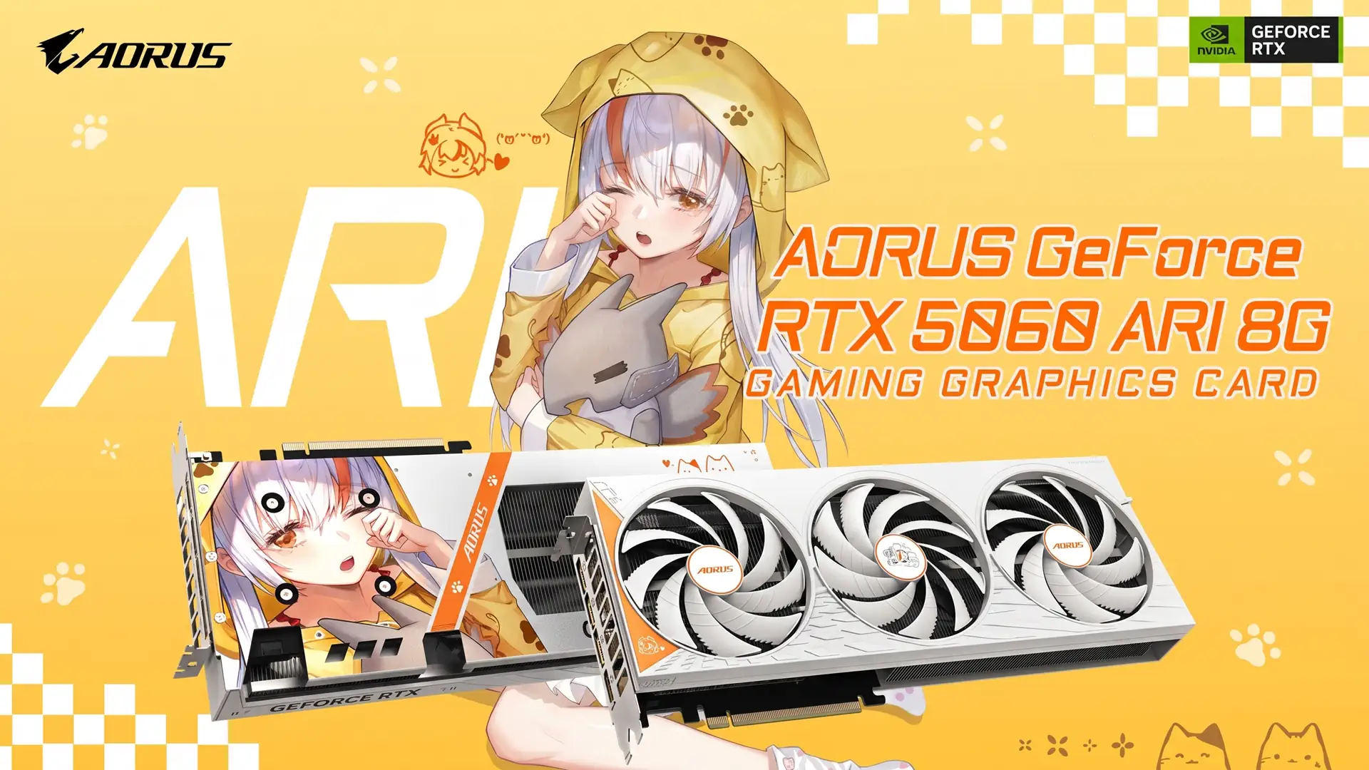 Анонсирована видеокарта AORUS GeForce RTX 5060 ARI 8G в аниме стилистике