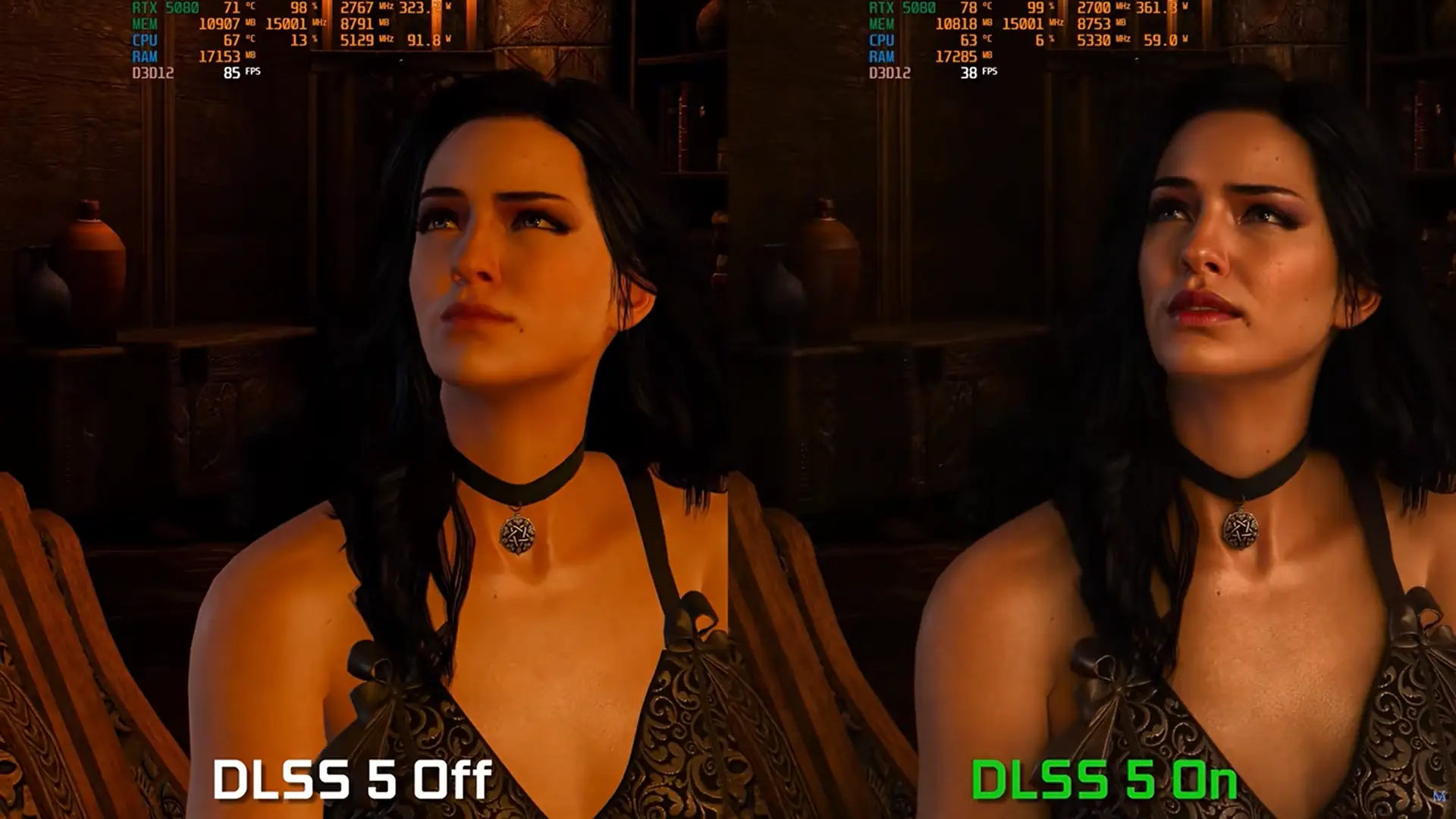 Тесты DLSS 5 Neural Rendering на графическом ускорителе GeForce RTX 5080 в The Witcher 3