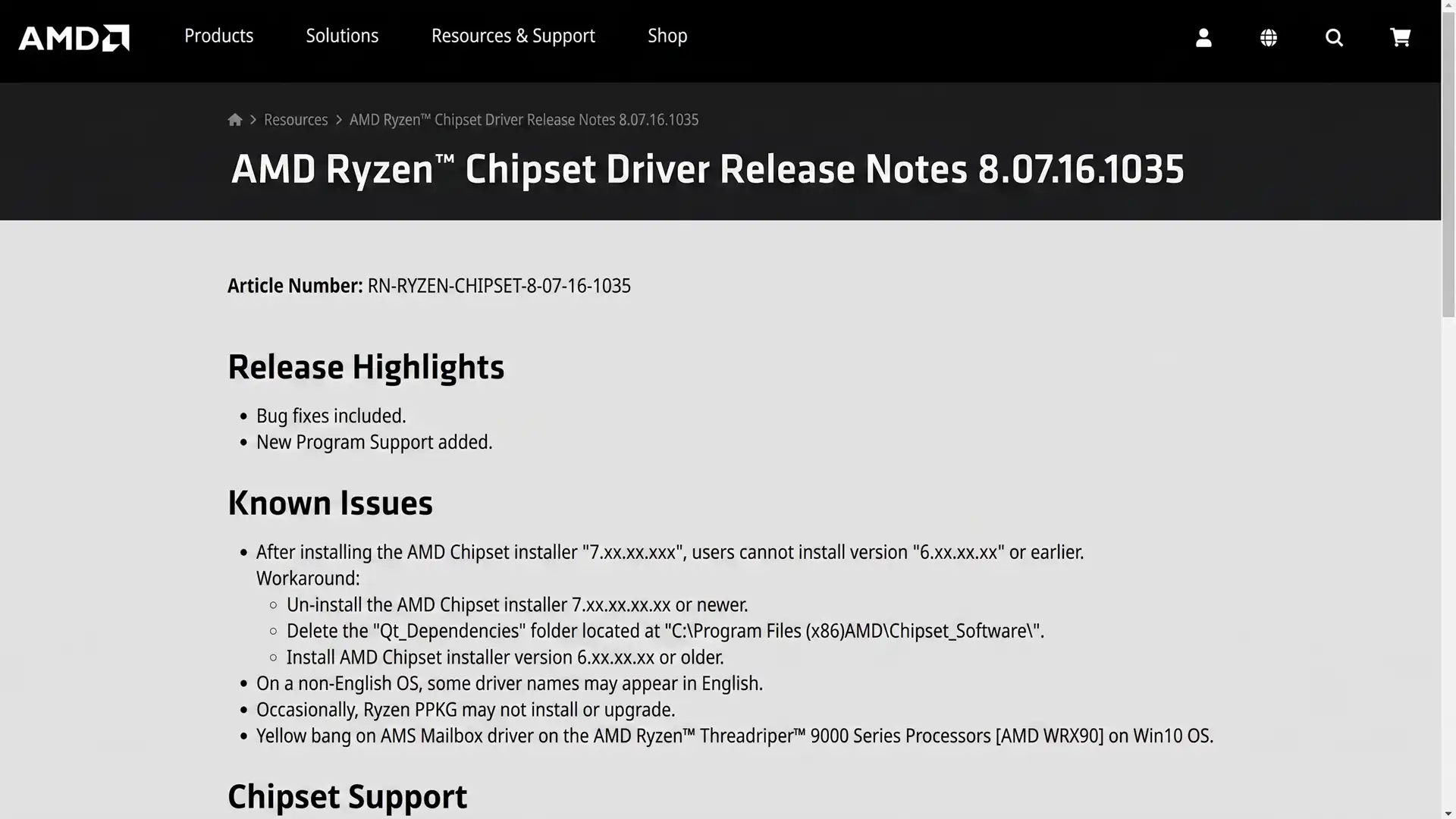 Официальный релиз драйверов чипсета AMD Ryzen 8.07.16.1035
