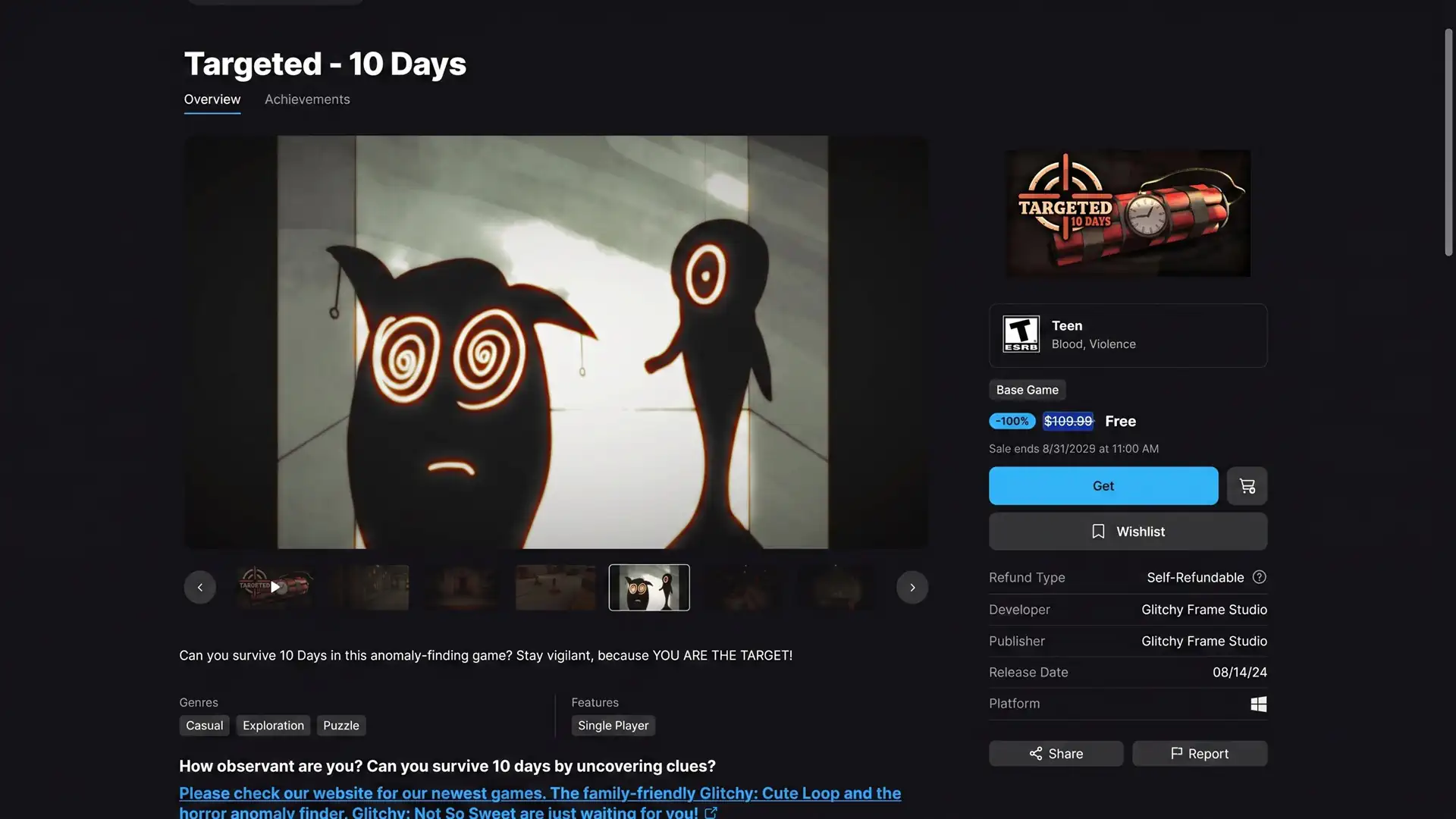 В Epic Games Store можно бесплатно забрать Targeted 10 Days стоимостью $199.99