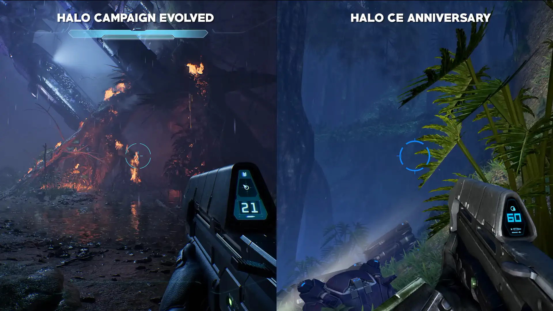 Сравнение качества графики ремейка Halo Campaign Evolved и Halo Combat Evolved
