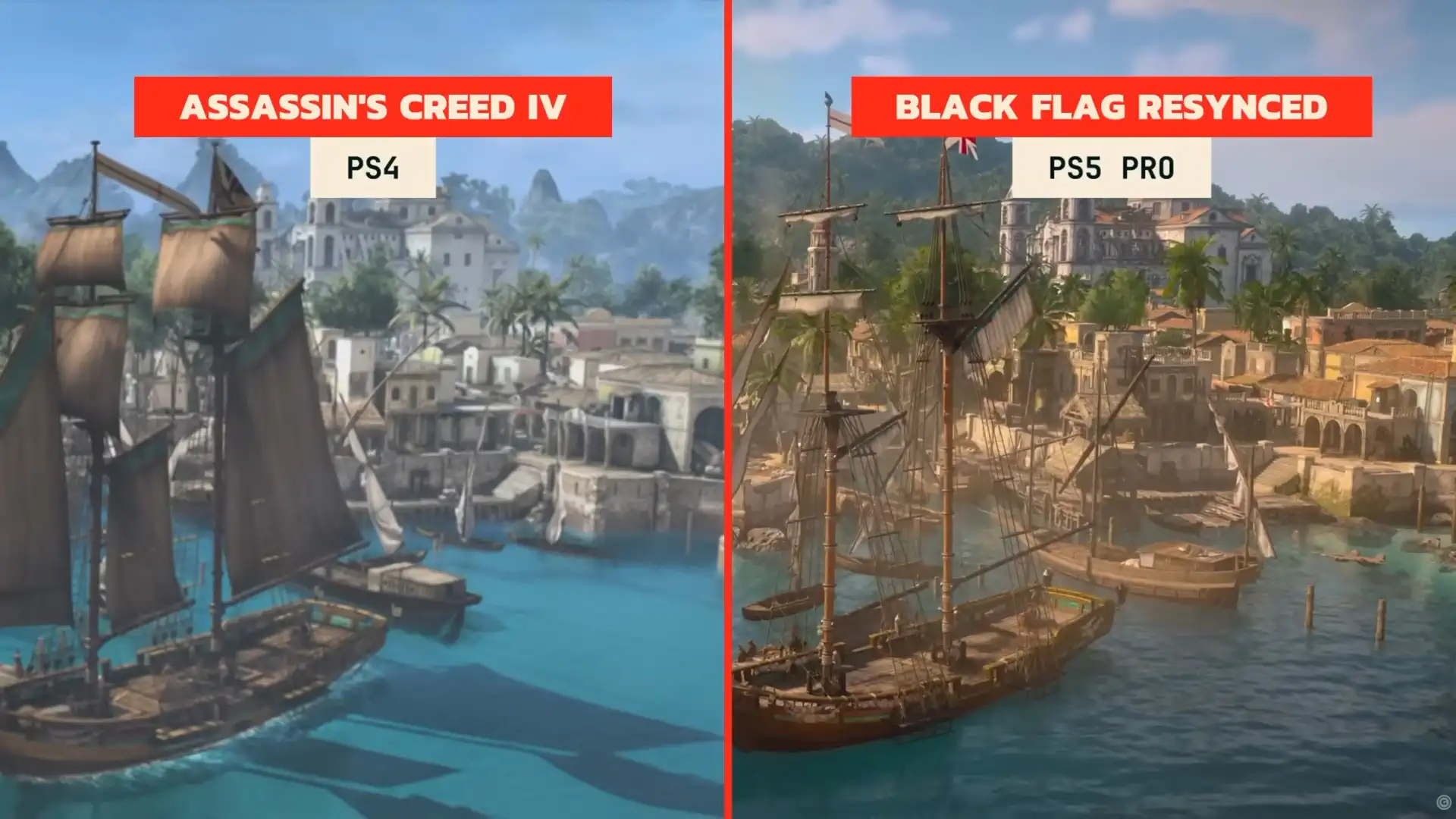 Assassin's Creed Black Flag Resynced на PS5 Pro сравнили с оригиналом на PS4