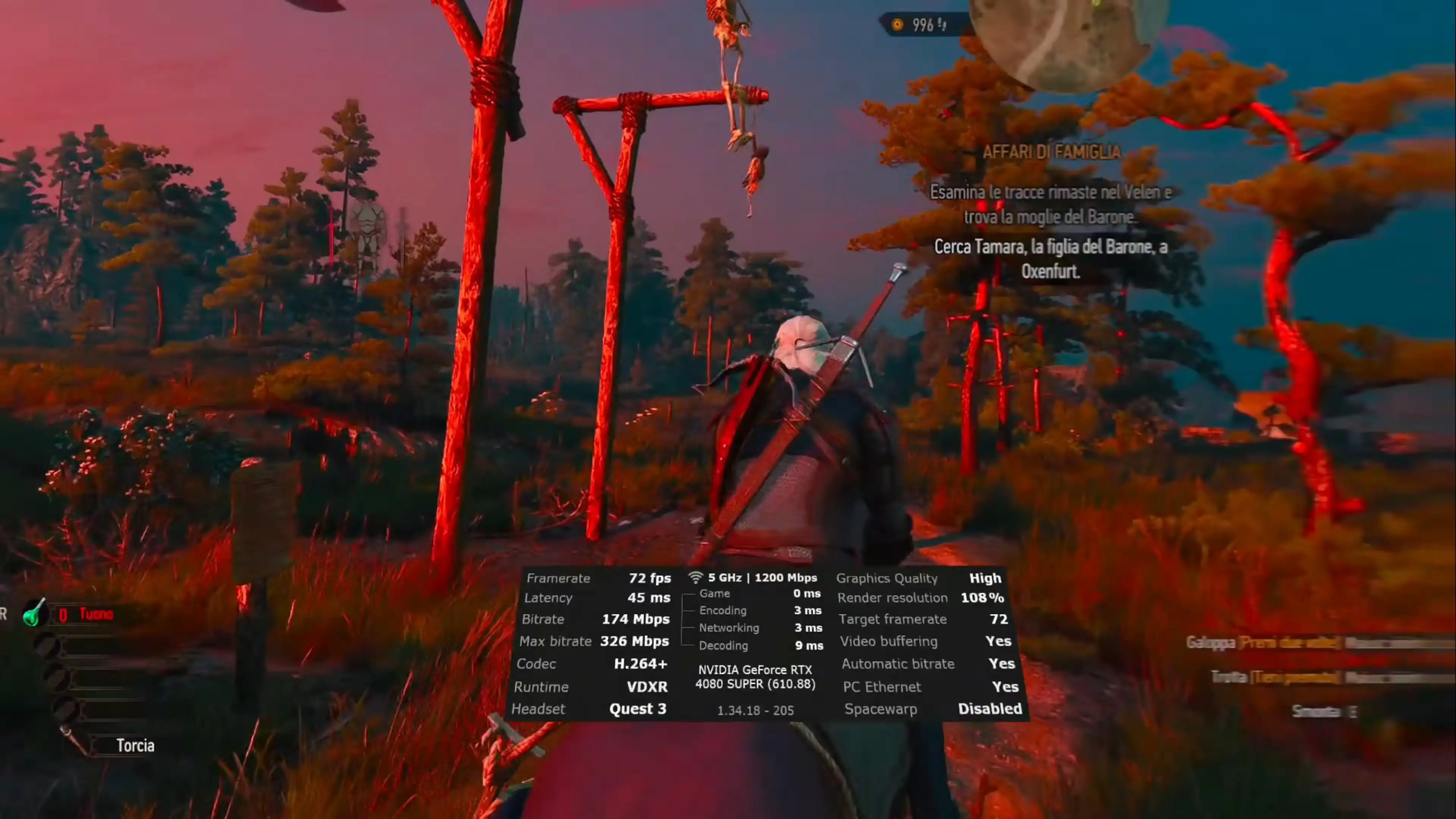 Результаты бенчмарков VR модификации для The Witcher 3 на RTX 4080 Super