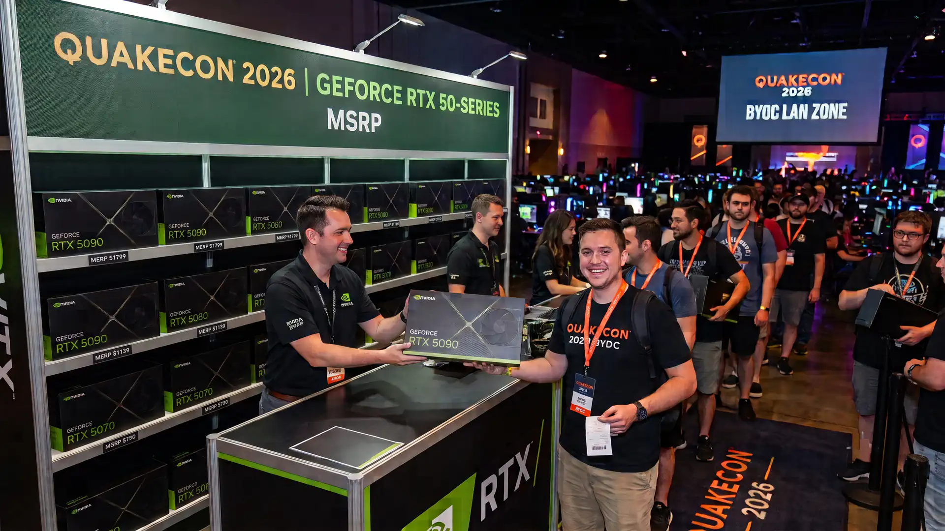 Продажи RTX 5090, RTX 5080 и RTX 5070 по рекомендованным ценам пройдут на QuakeCon 2026
