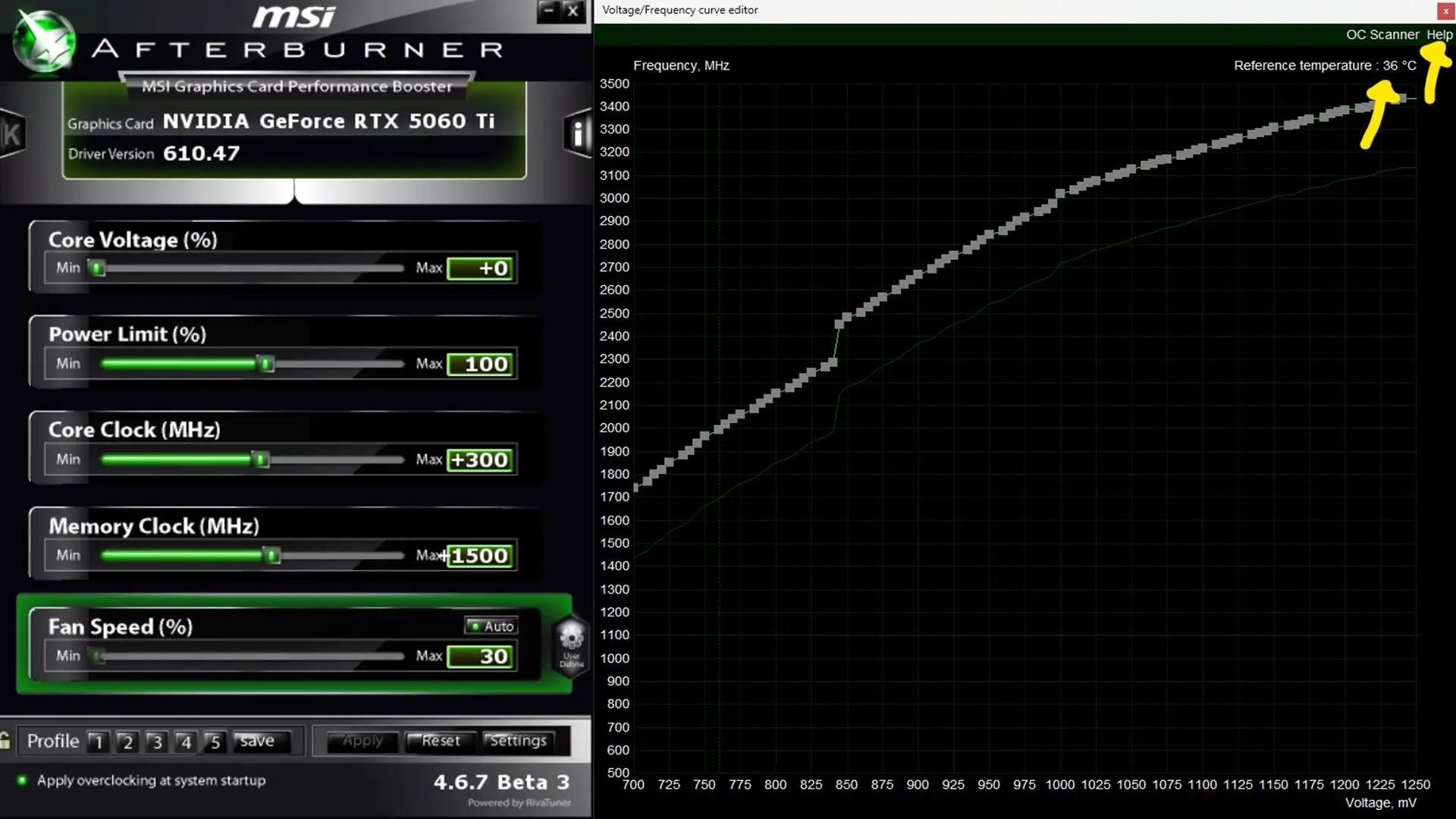 MSI Afterburner 4.6.7 Beta 3 сохраняет температурные кривые с шагом в 1°C