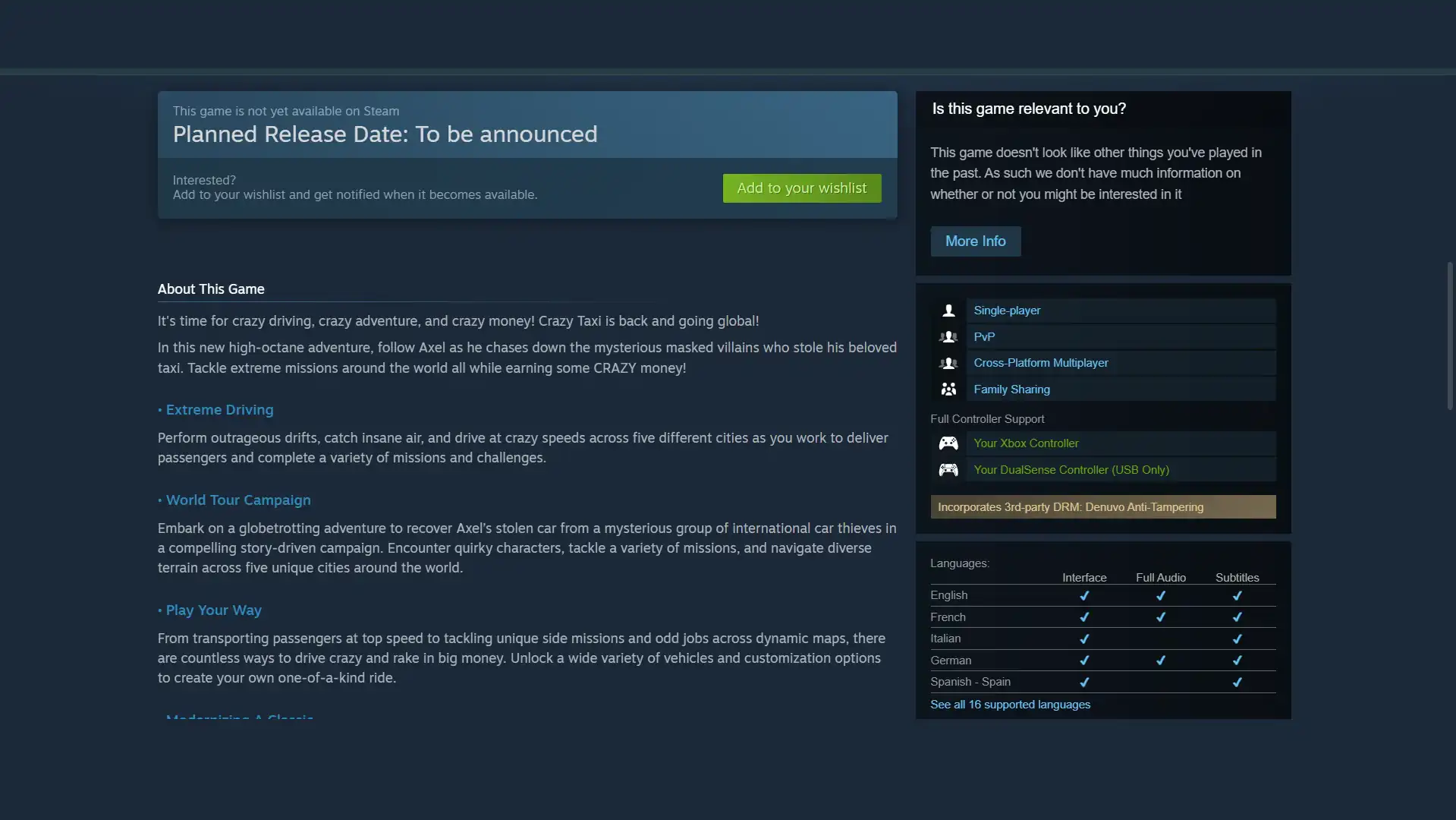 crazy taxi world tour will use denuvo drm v0 q5hlp1moiw5h1 gpu