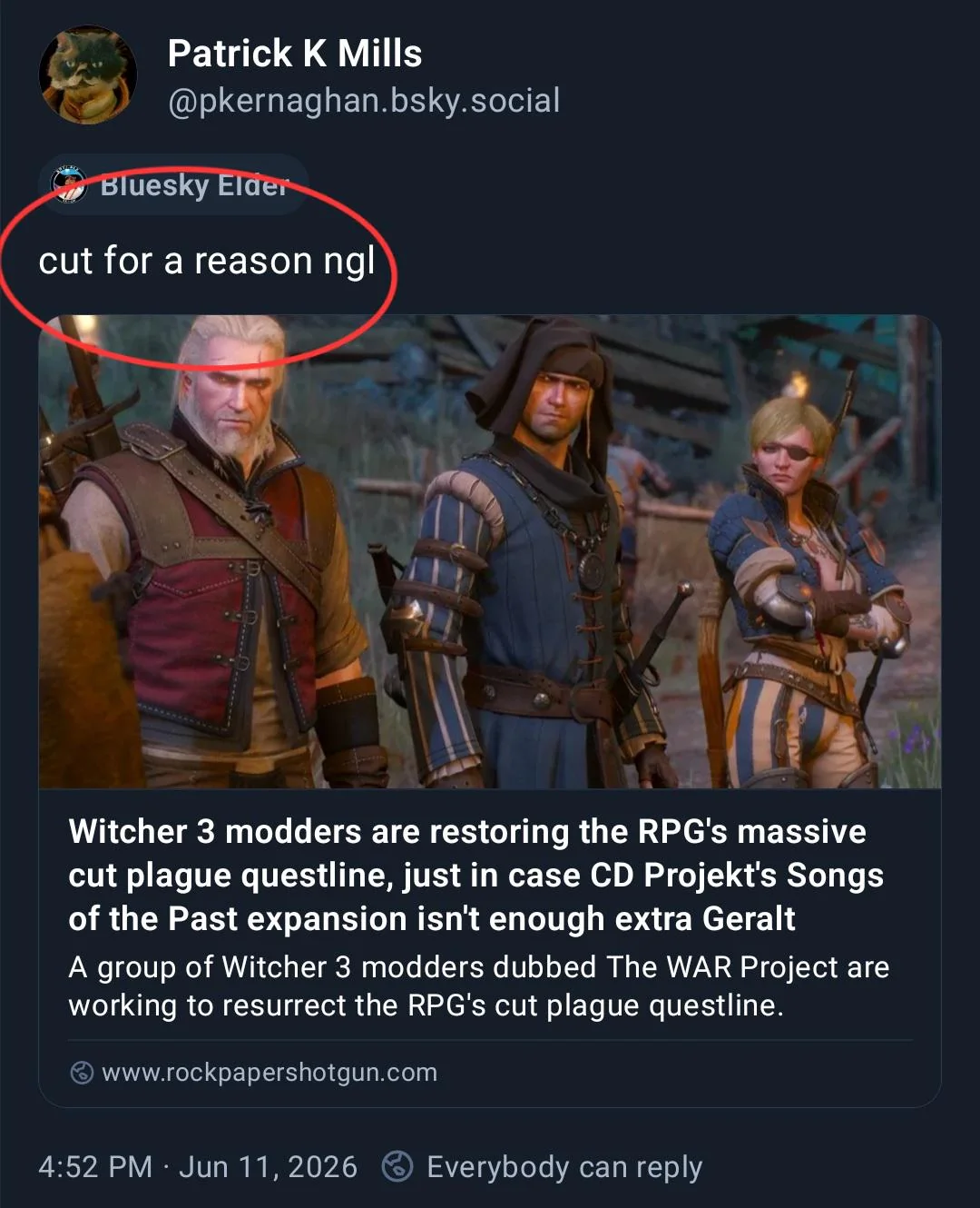 cheeky comment about the cut catriona quest from the v0 a8ceb0hz8q6h1