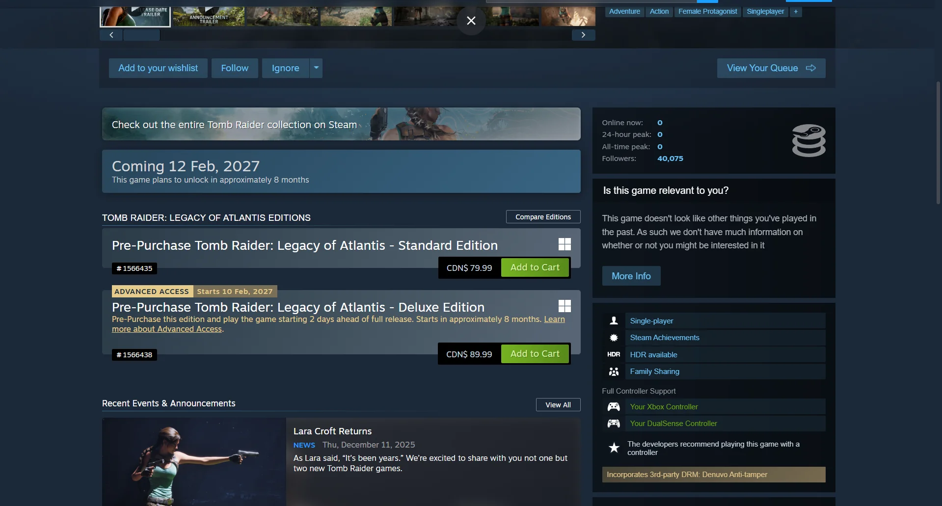 tomb raider legacy of atlantis will use denuvo drm v0 wfyytt84qy4h1