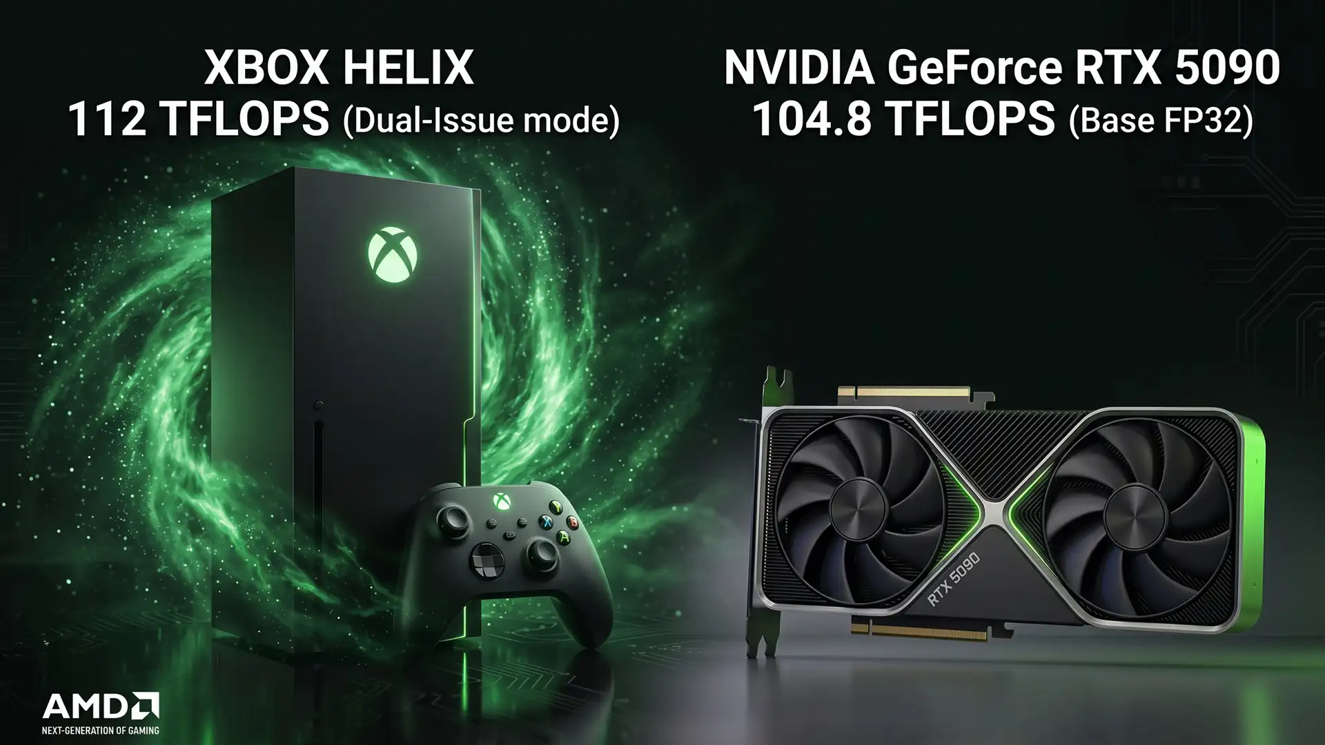 Xbox Helix превзойдет RTX 5090 по пиковой FP32 мощности с 112 TFLOPS