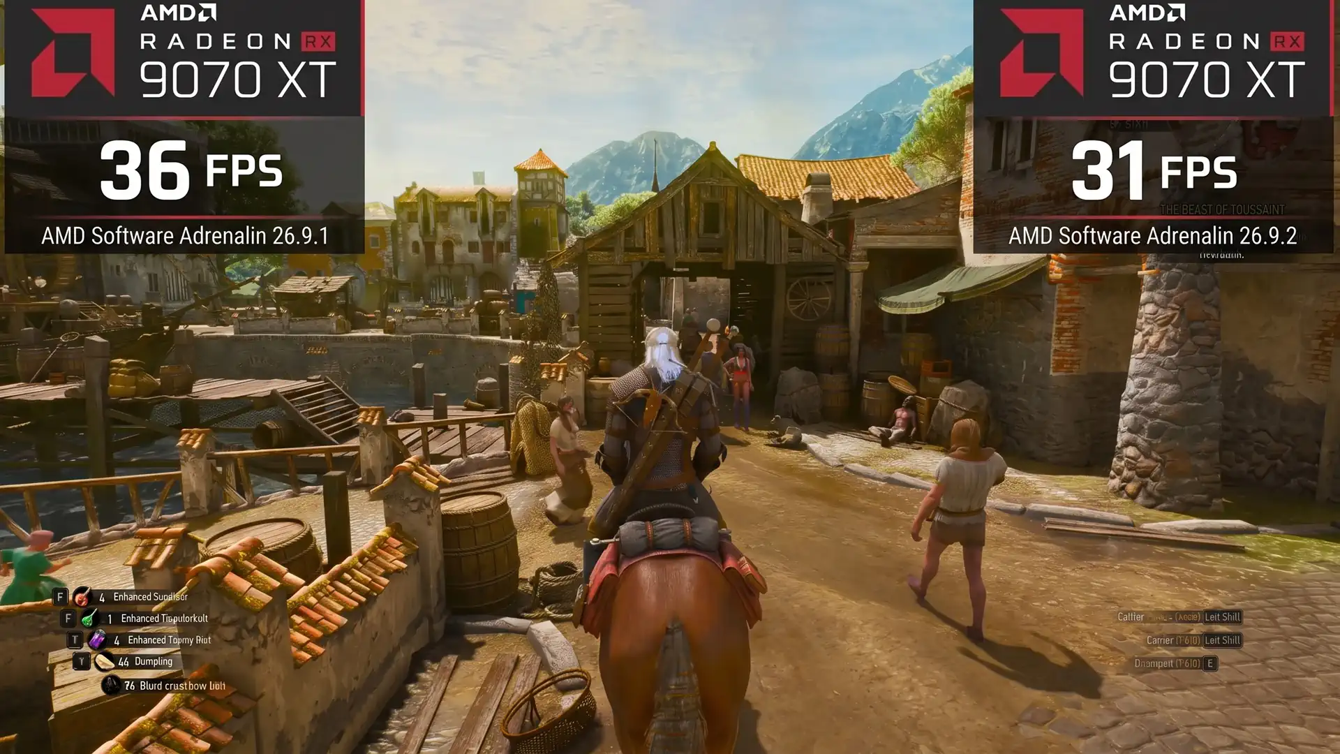 Новый драйвер AMD ускорил RX 7000 в The Witcher 3 Remastered и снизил FPS на RX 9000