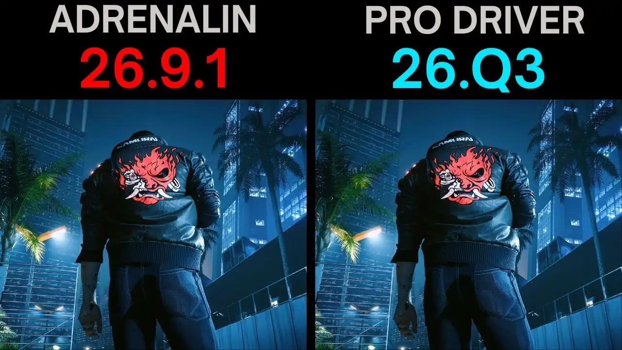 AMD PRO Edition 26.Q3 оказался быстрее Adrenalin 26.9.1 в Cyberpunk 2077