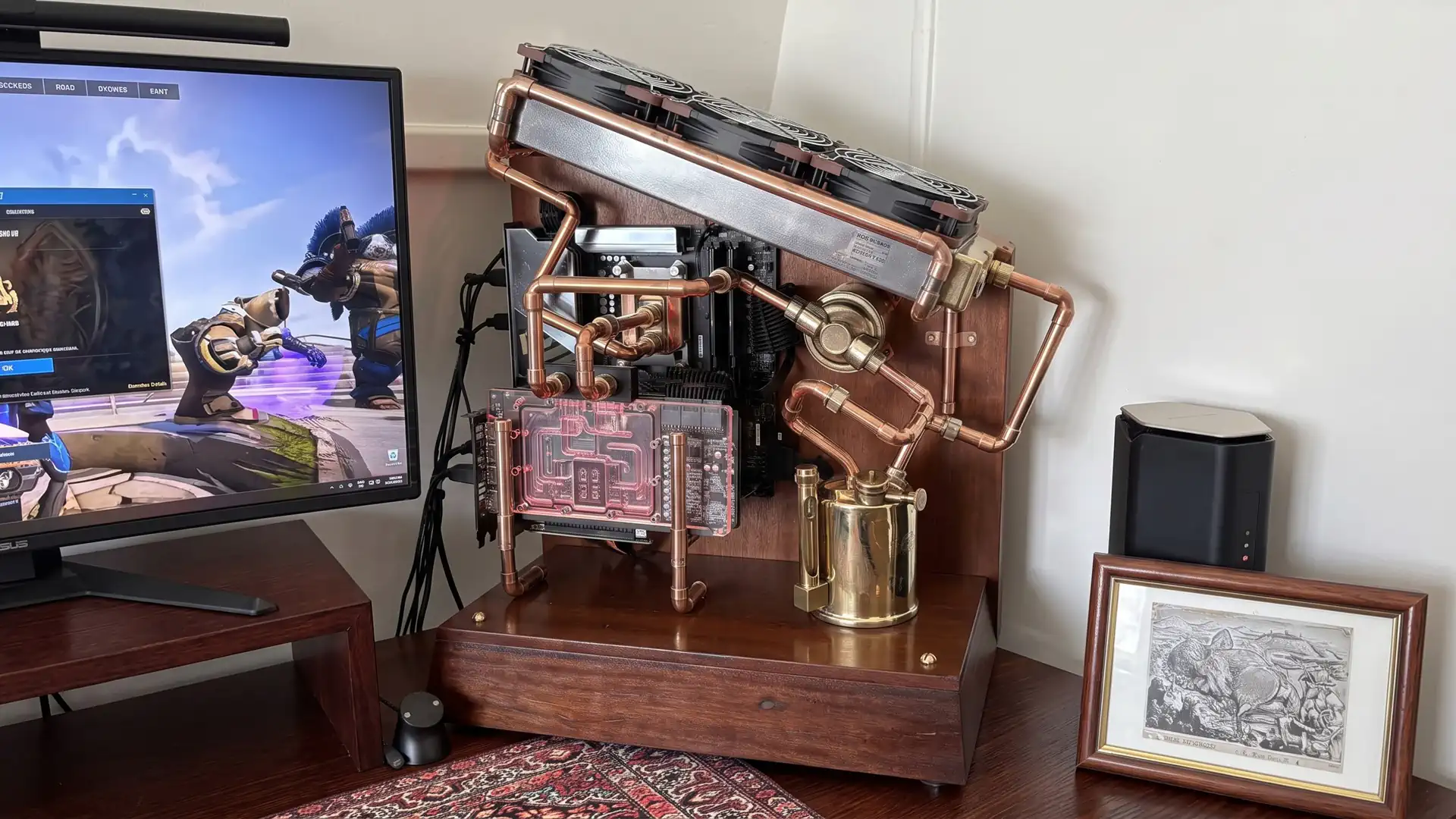 Photo: en.gamegpu.com Unique Copper Custom PC Build with Ryzen 7 9800X3D and RX 9070 XT