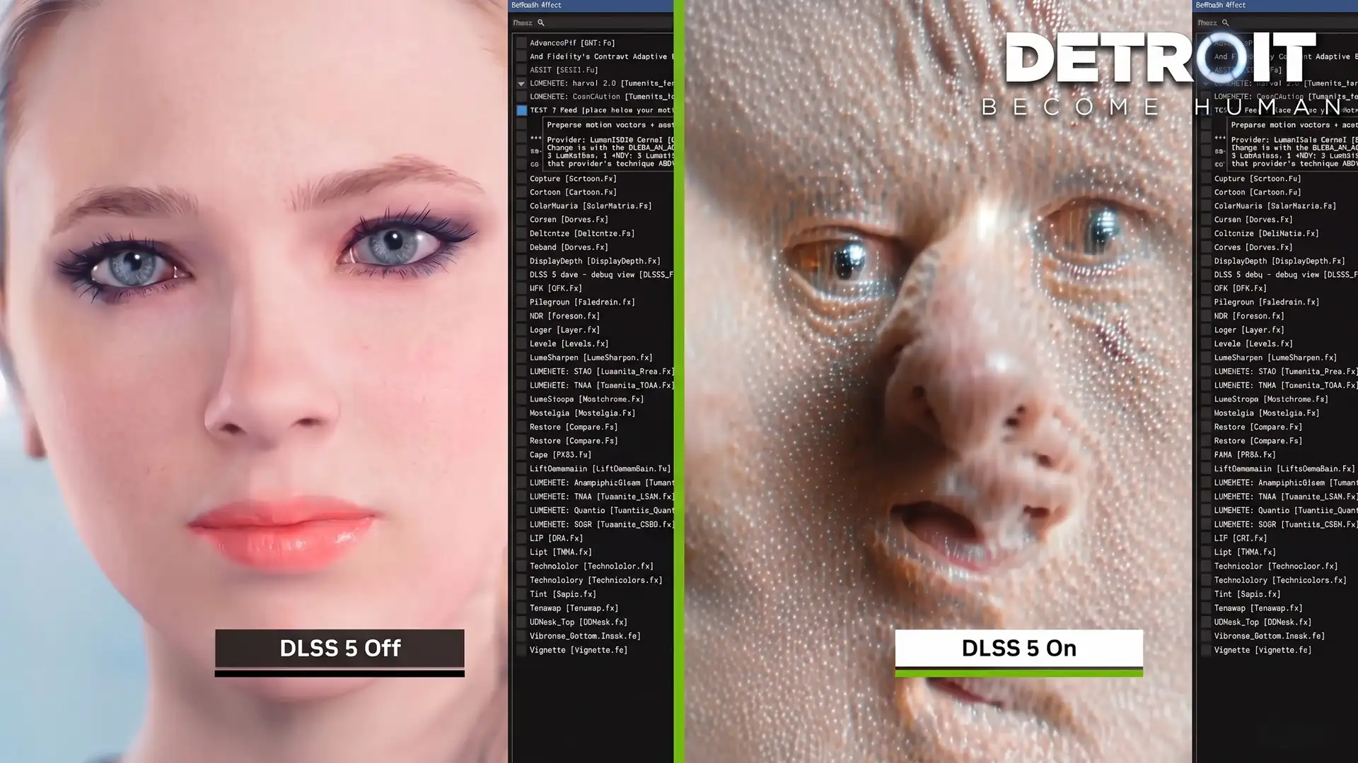 DLSS 5 превратил лицо из Detroit Become Human в пиксельную массу