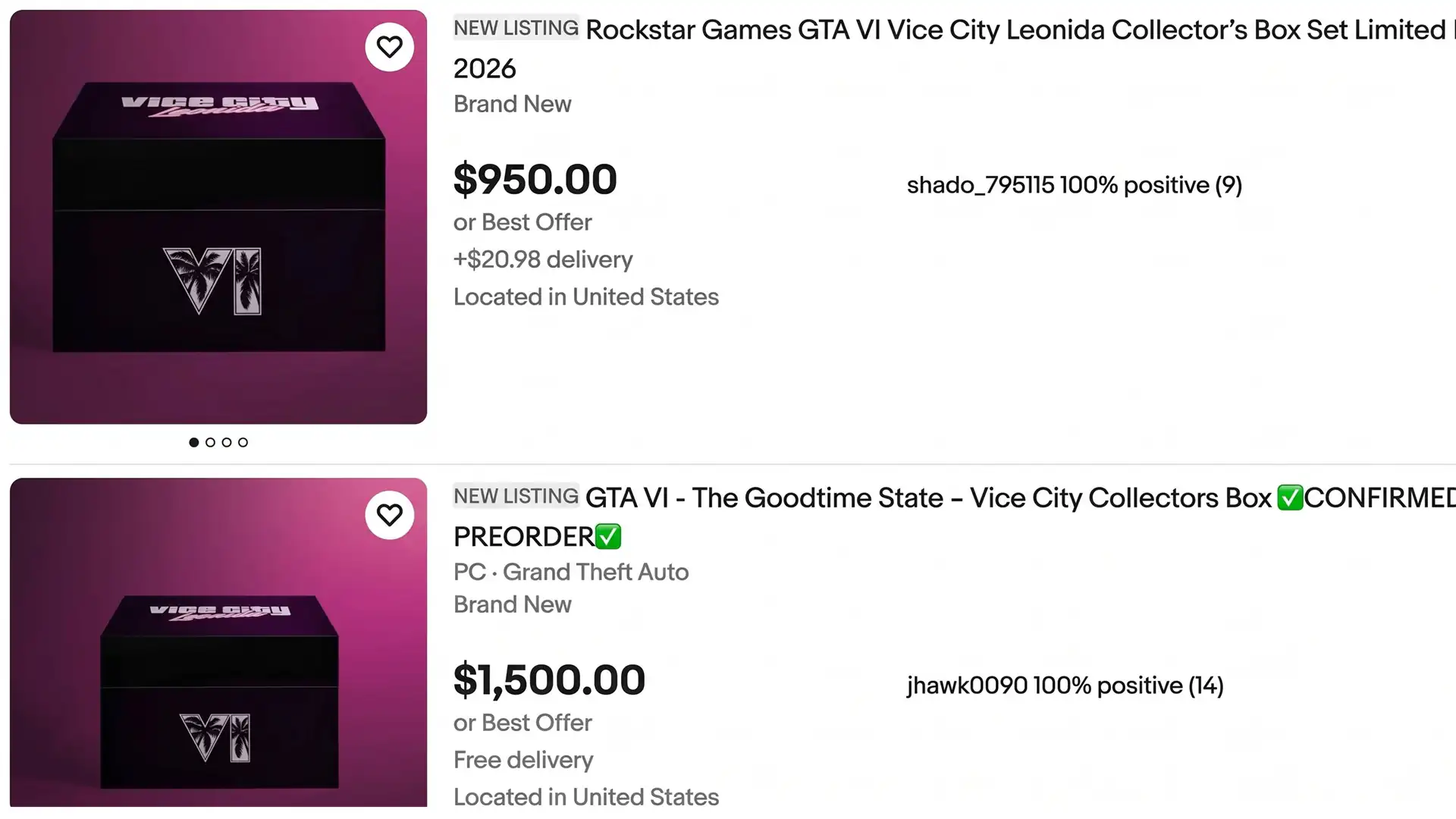 The Goodtime State Vice City Collection для GTA VI перепродают на eBay за $1500