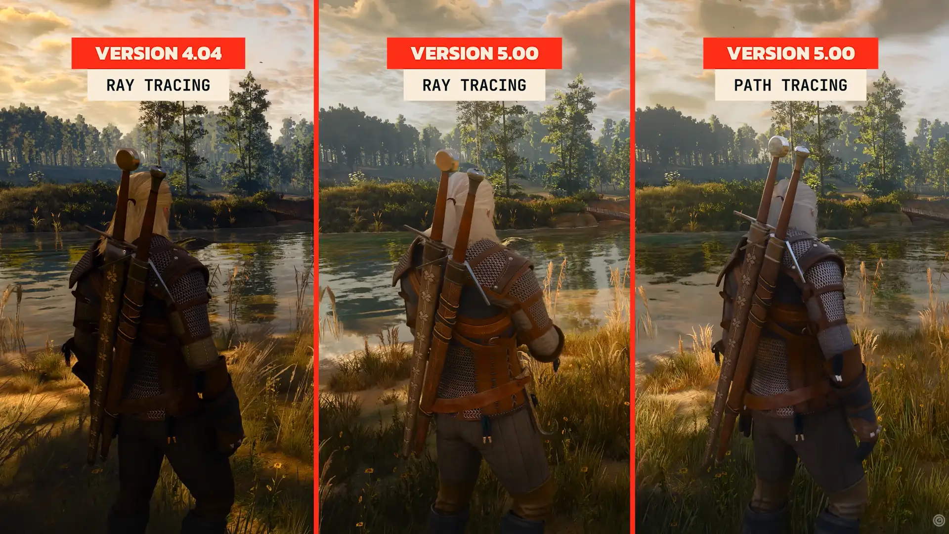 Сравнение графических изменений The Witcher 3 между версиями 4.04 и 5.00